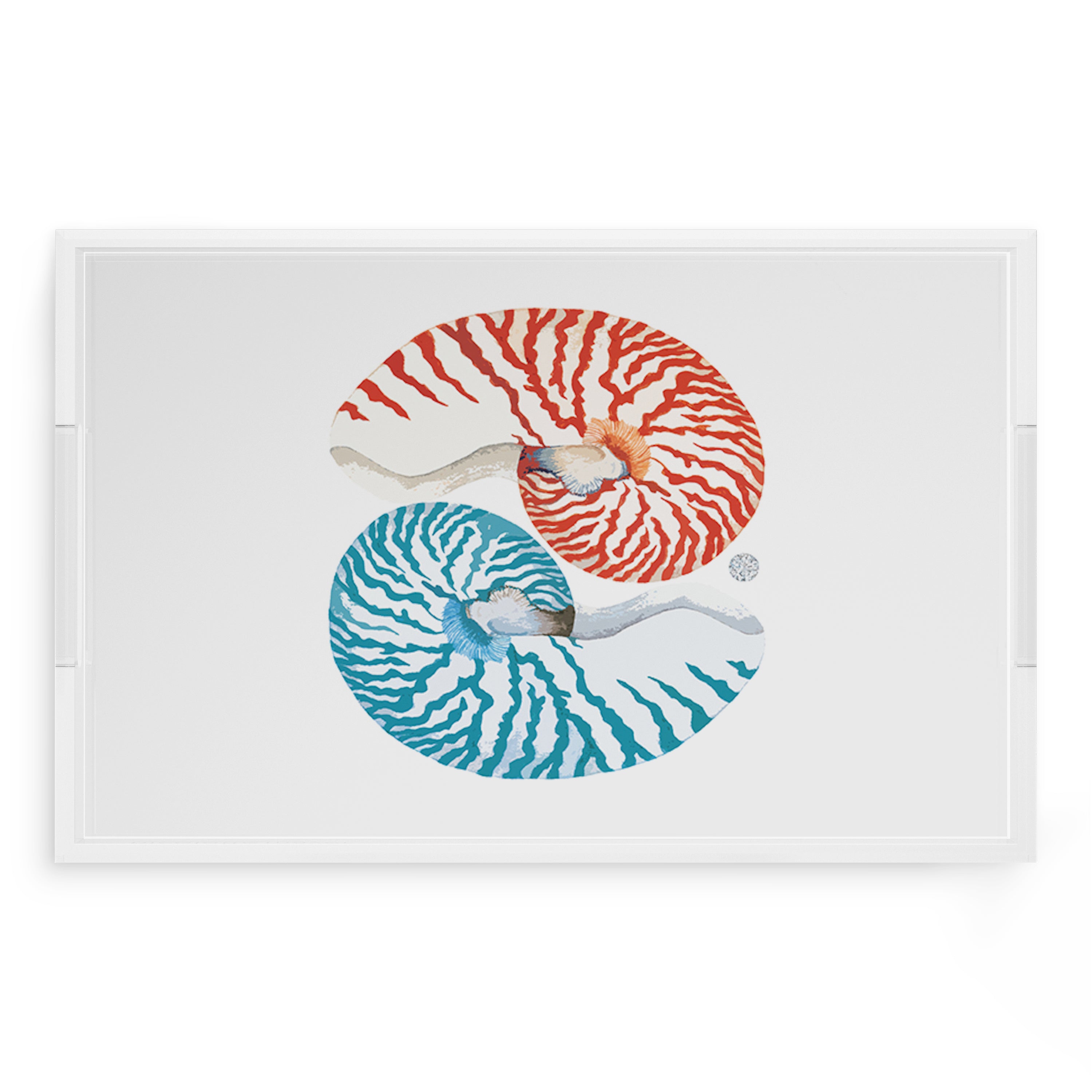 Nautilus Coral Turq 22.5X14.5 Acrylic Tray - nicolettemayer.com