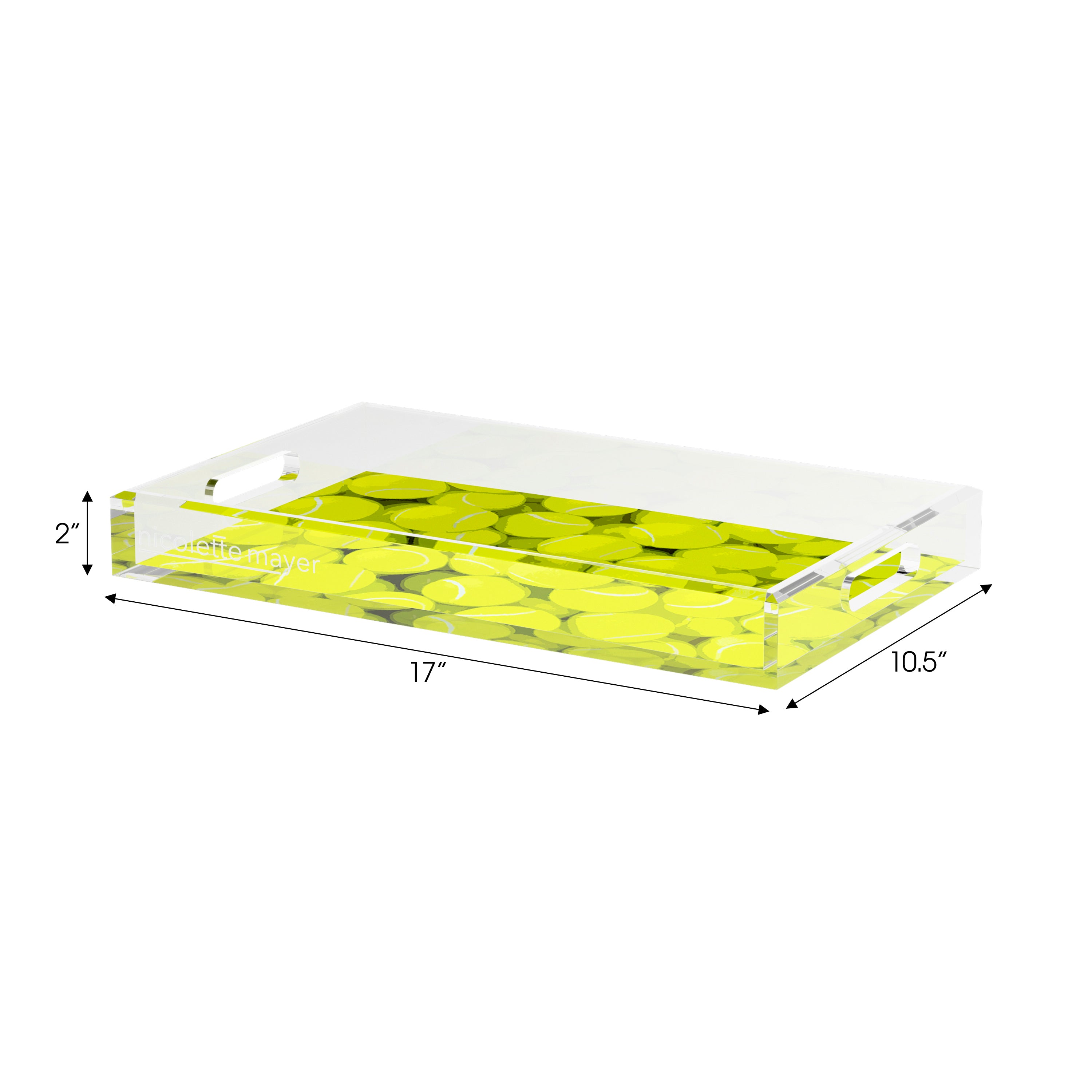 Tennis Neon Balls Set of 3 Acrylic Tray - nicolettemayer.com