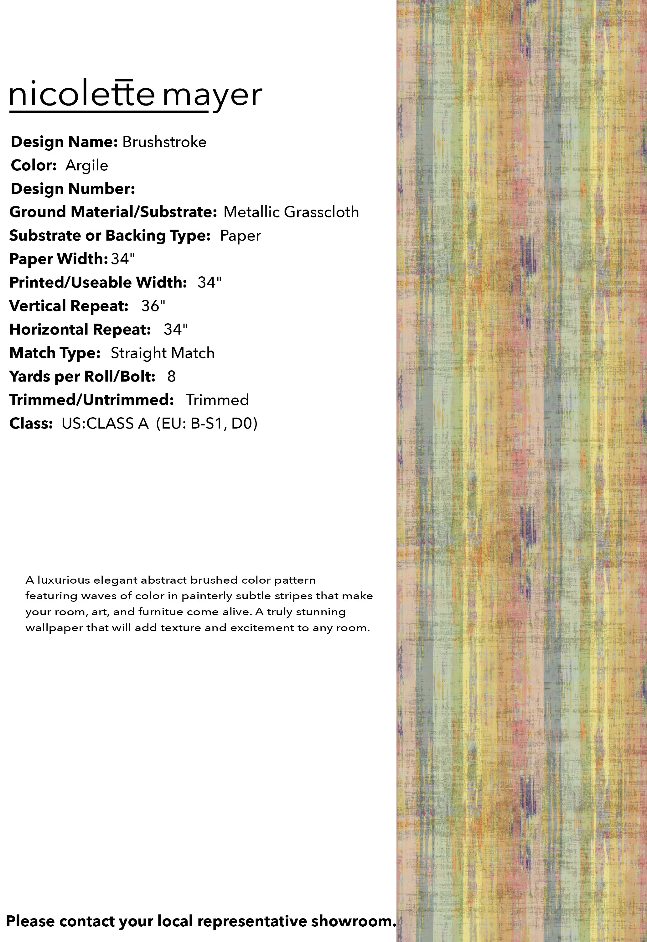 Brushstroke Argile Grasscloth Printed Wallpaper