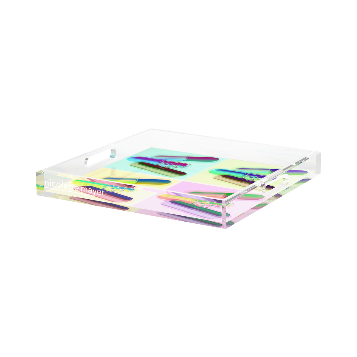 Ode to Hurst Psychedelic Acrylic Decorative Tray, 15 x 15 in. by Nicolette Mayer