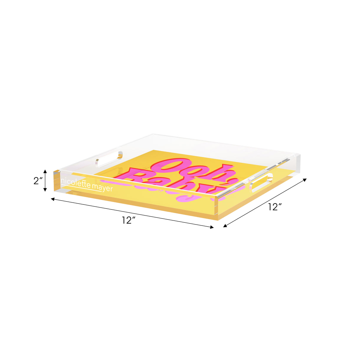 Ooh Baby Pink Red Yellow Acrylic Decorative Tray, 12 x 12 in. by Nicolette Mayer