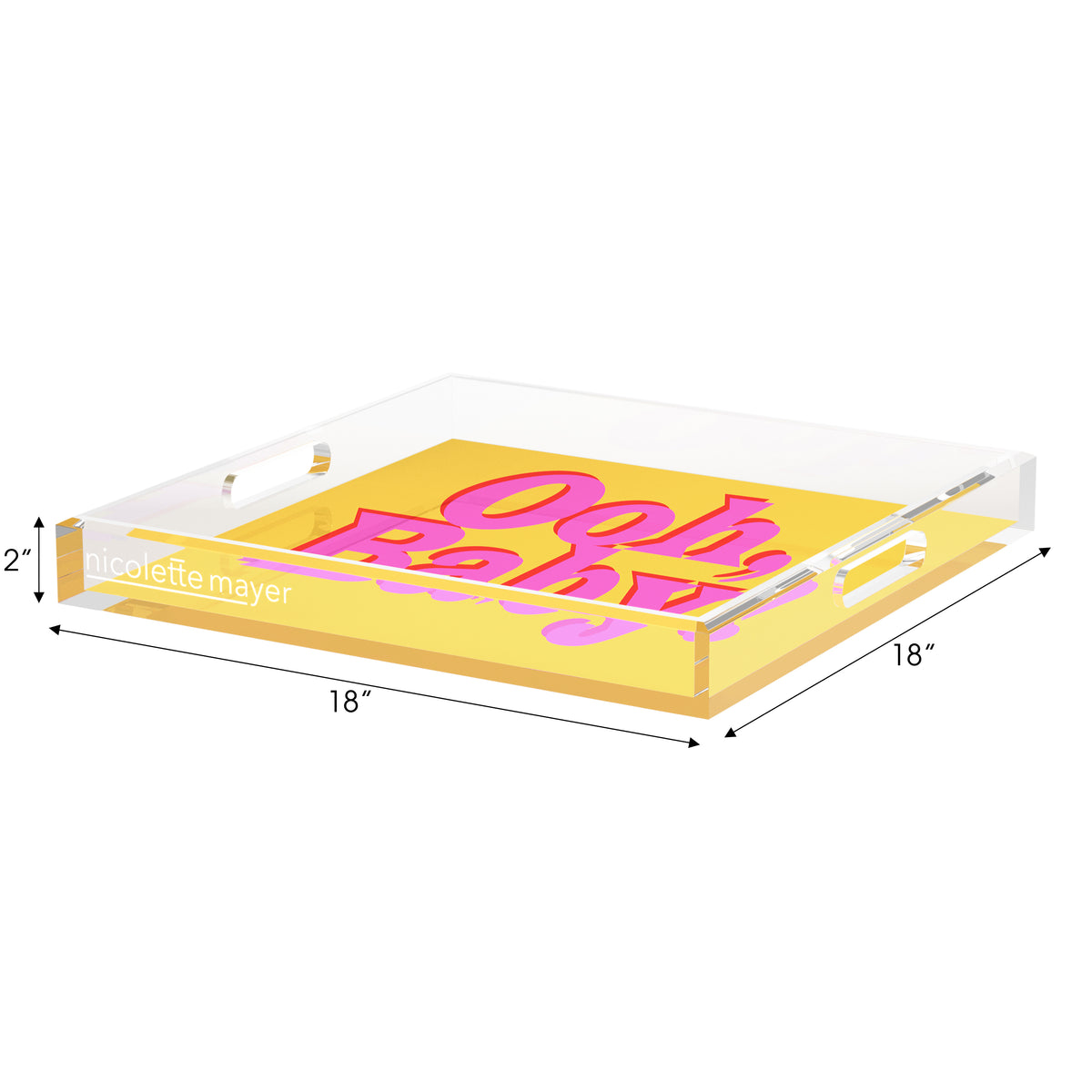 Ooh Baby Pink Red Yellow Acrylic Decorative Tray, 18 x 18 in. by Nicolette Mayer