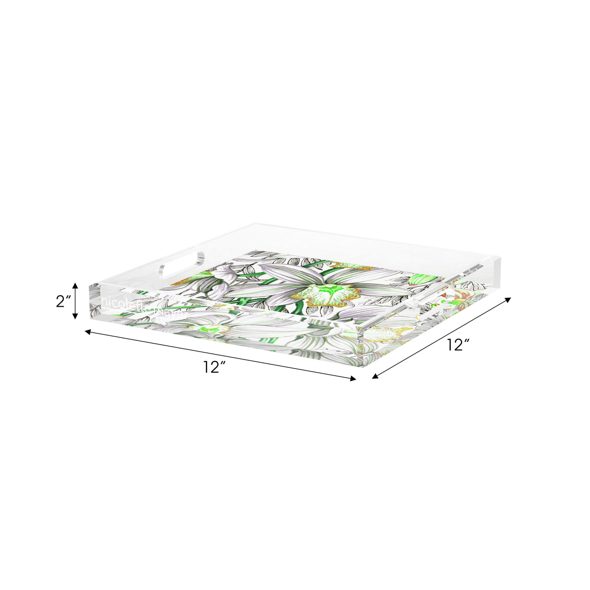 Orchid Cymbidium Green Acrylic Decorative Tray, 12 x 12 in. by Nicolette Mayer