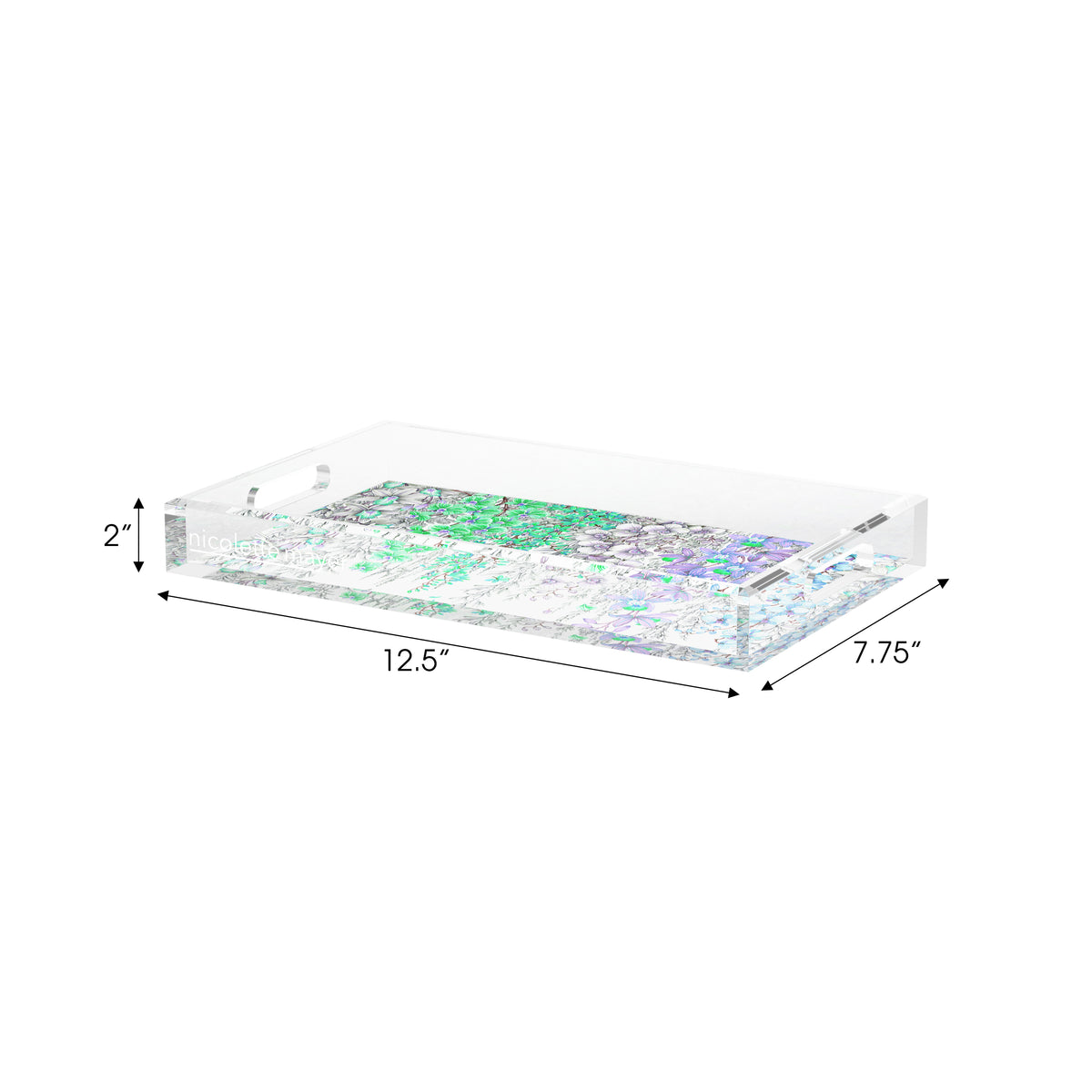 Orchid Garden Lilac Green Blue Acrylic Decorative Tray, 12.5 x 7.75 in. by Nicolette Mayer