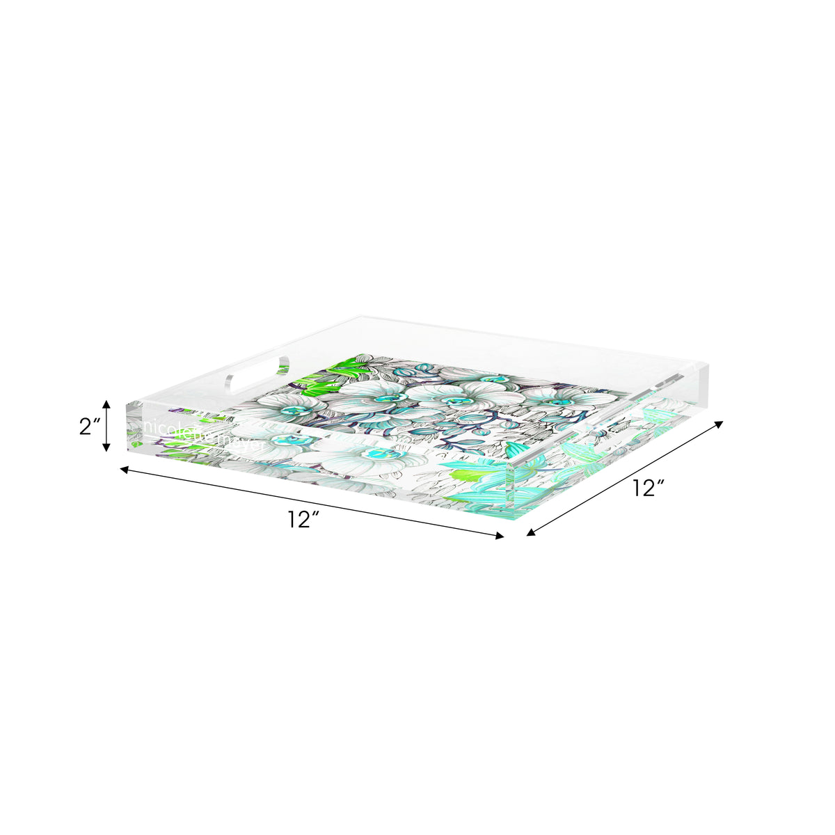 Orchid Phalaenopsis Robins Egg Acrylic Decorative Tray, 12 x 12 in. by Nicolette Mayer