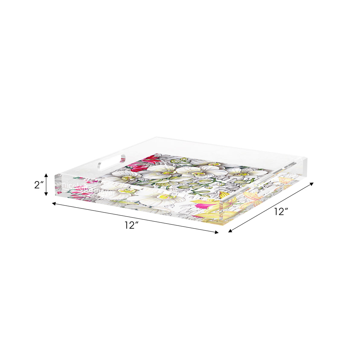 Orchid Phalaenopsis White Acrylic Decorative Tray, 12 x 12 in. by Nicolette Mayer