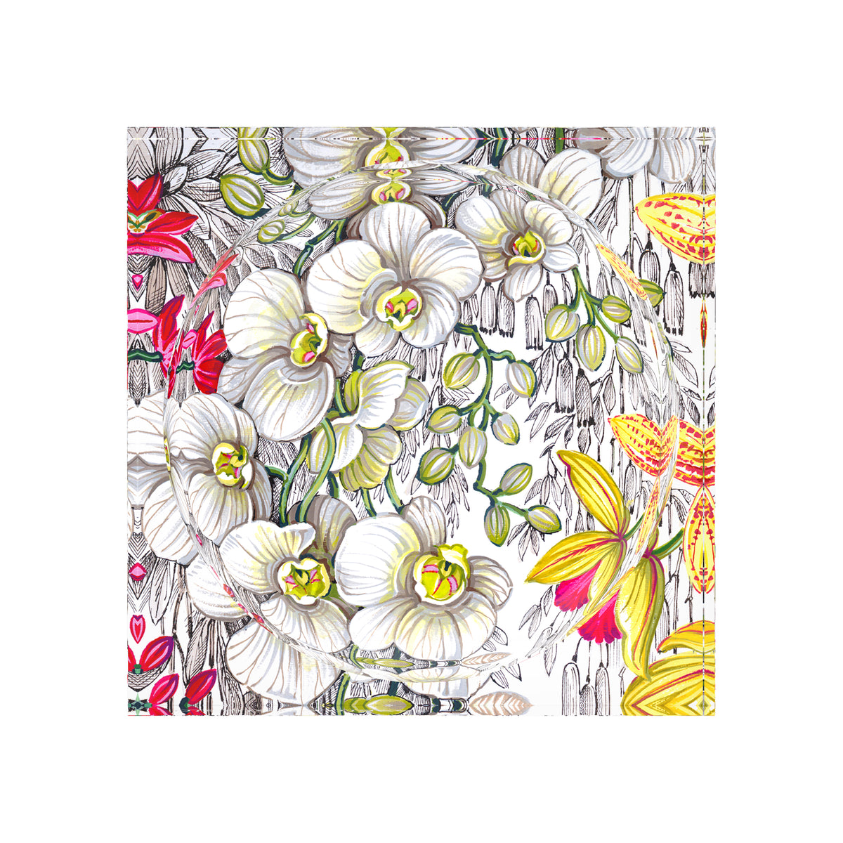 Orchid Phalaenopsis White Acrylic Candy Catchall Dish