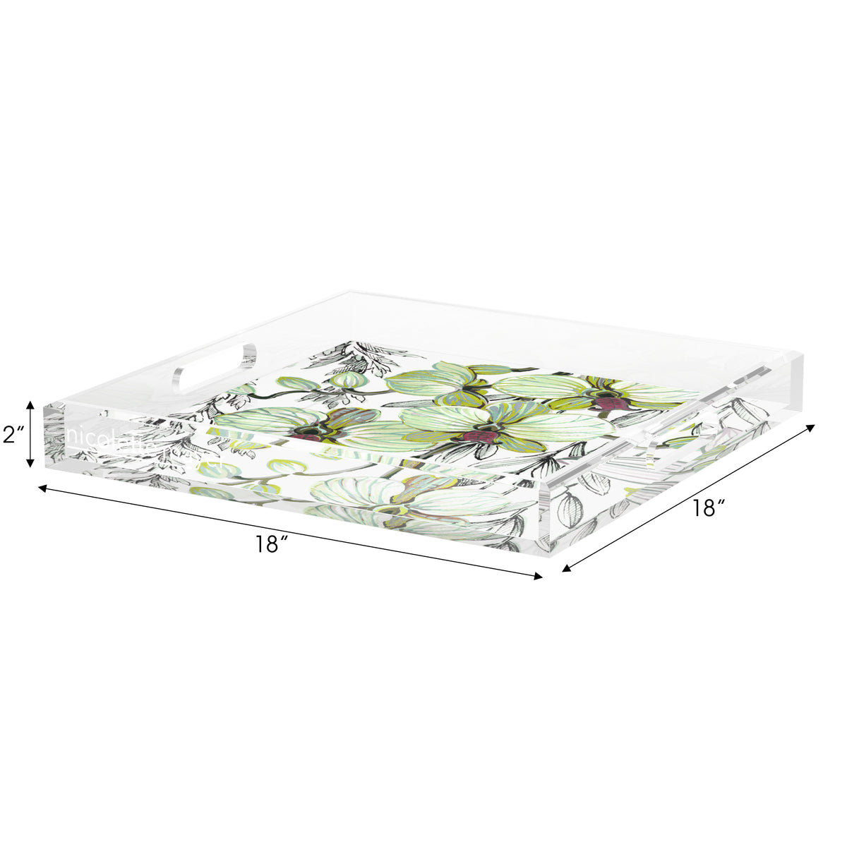 Orchid Vanda Barrett Acrylic Decorative Tray, 18 x 18 in. by Nicolette Mayer