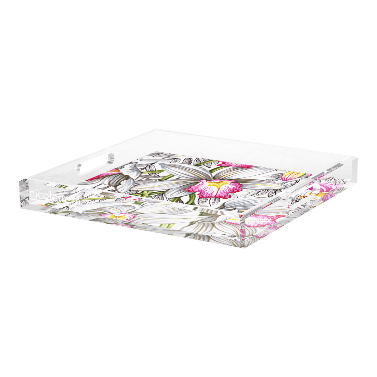 Orchid Cymbidium Pink Acrylic Decorative Tray, 18 x 18 in. by Nicolette Mayer