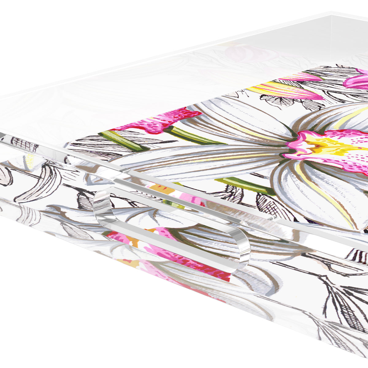 Orchid Cymbidium Pink Acrylic Decorative Tray, 18 x 18 in. by Nicolette Mayer
