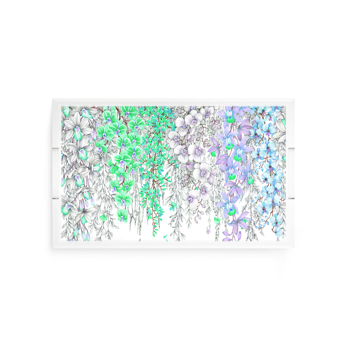 Orchid Garden Lilac Green Blue Acrylic Decorative Tray, 12.5 x 7.75 in. by Nicolette Mayer