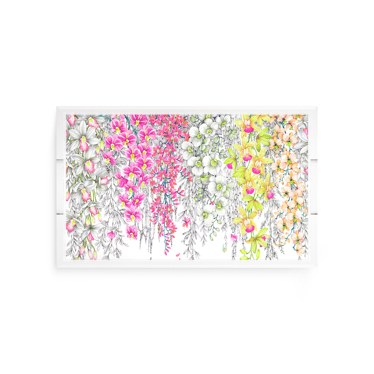 Orchid Garden Pink Green Acrylic Decorative Tray, 12.5 x 7.75 in. by Nicolette Mayer