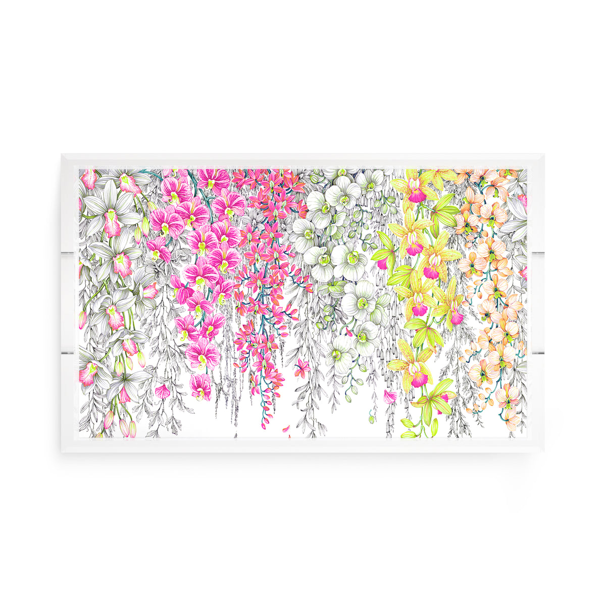 Orchid Garden Pink Green Acrylic Decorative Tray, 17 x 10.5 in. by Nicolette Mayer