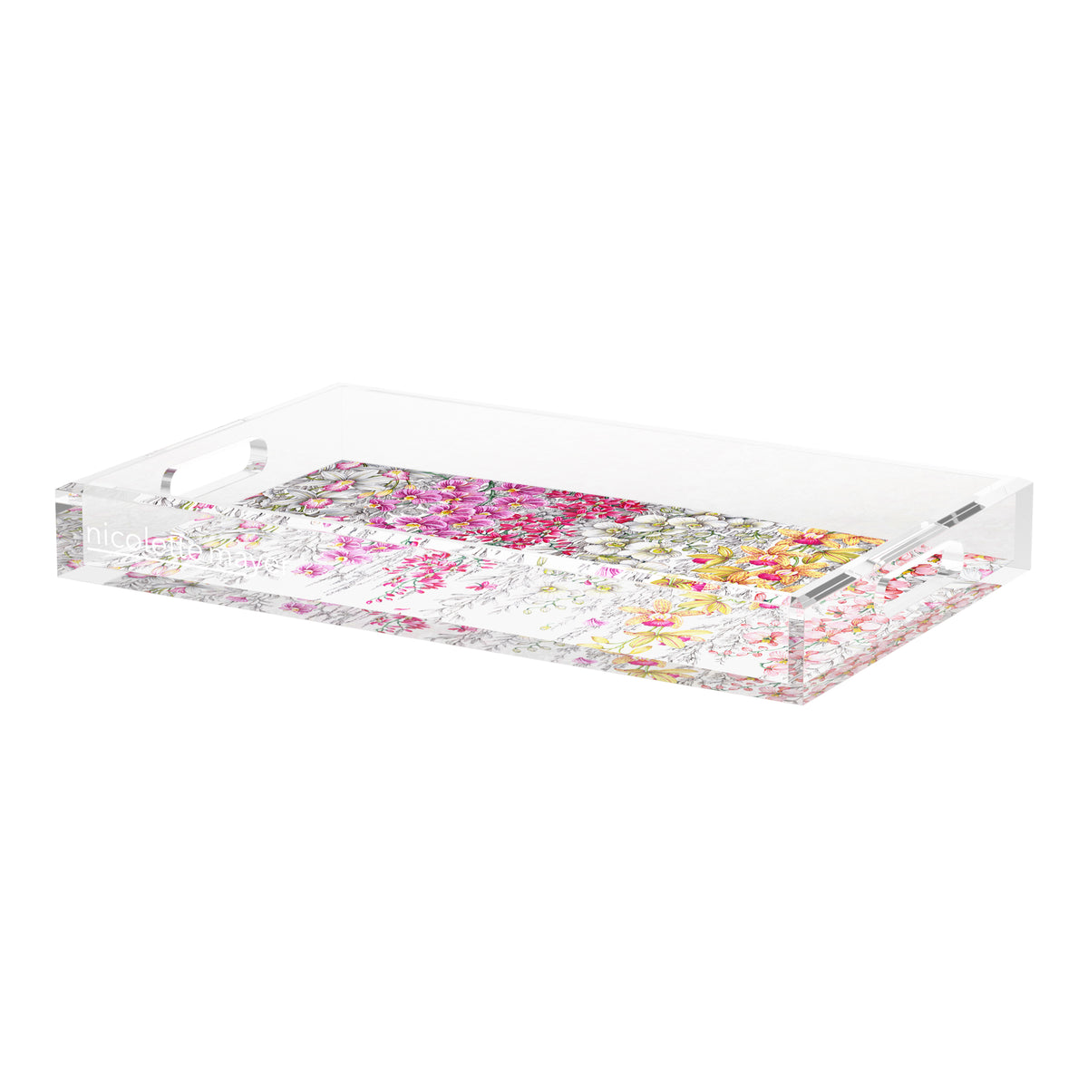 Orchid Garden Original Acrylic Decorative Tray, 22.5 x 14.5 in. by Nicolette Mayer