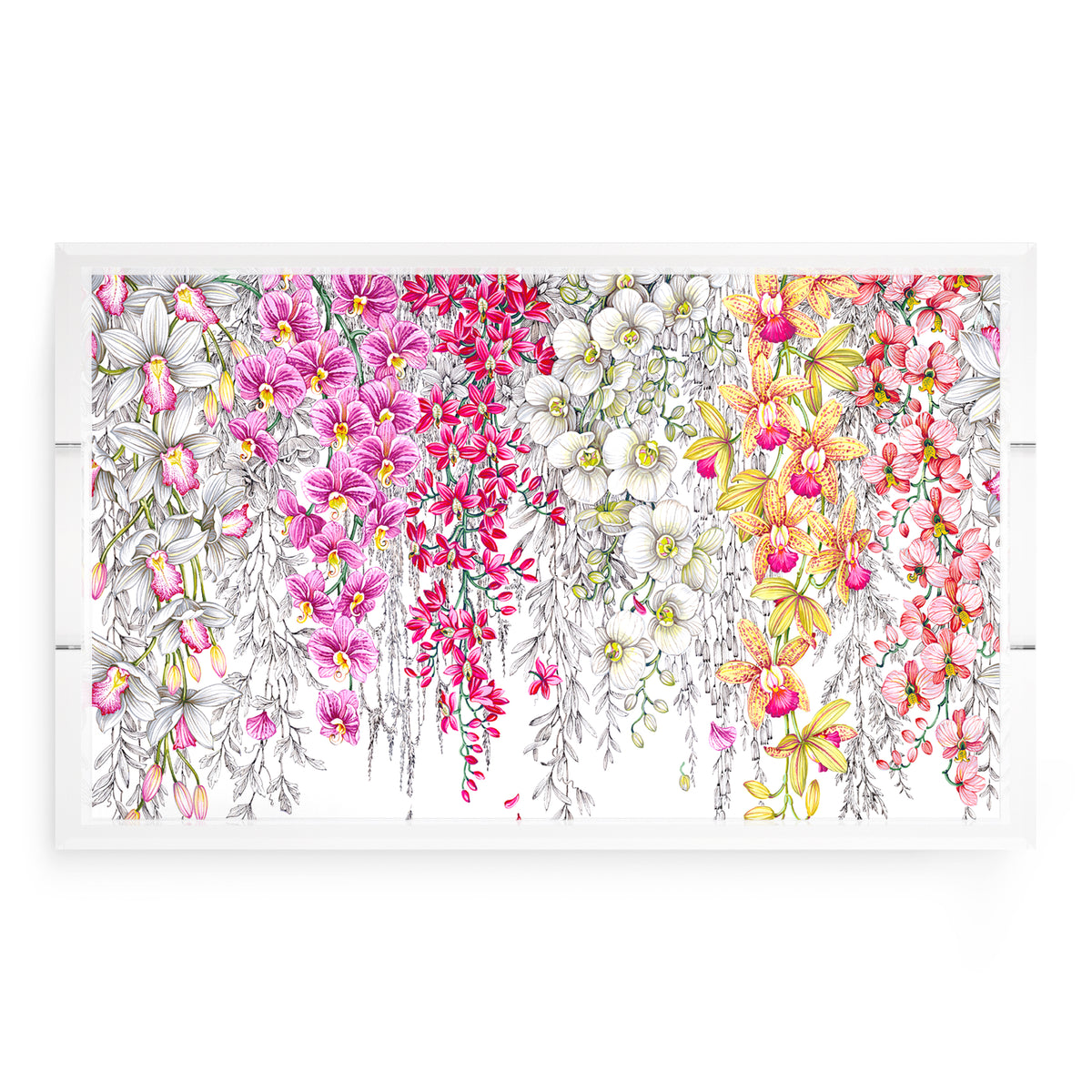 Orchid Garden Original Acrylic Decorative Tray, 22.5 x 14.5 in. by Nicolette Mayer