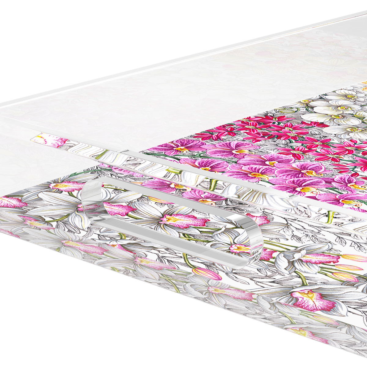 Orchid Garden Original Acrylic Decorative Tray, 22.5 x 14.5 in. by Nicolette Mayer