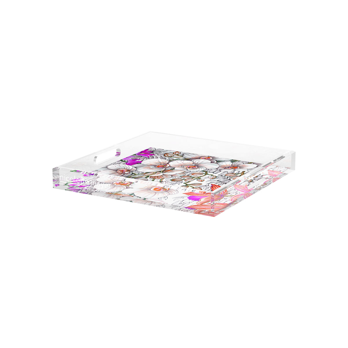Orchid Phalaenopsis Blush Acrylic Decorative Tray, 12 x 12 in. by Nicolette Mayer