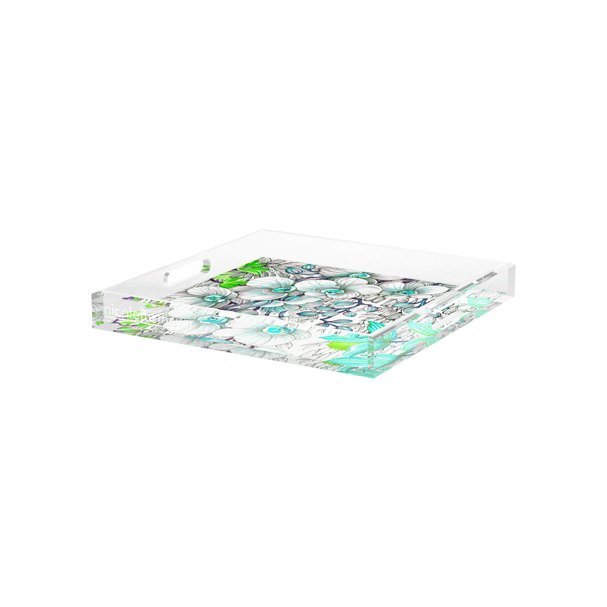 Orchid Phalaenopsis Robins Egg Acrylic Decorative Tray, 12 x 12 in. by Nicolette Mayer