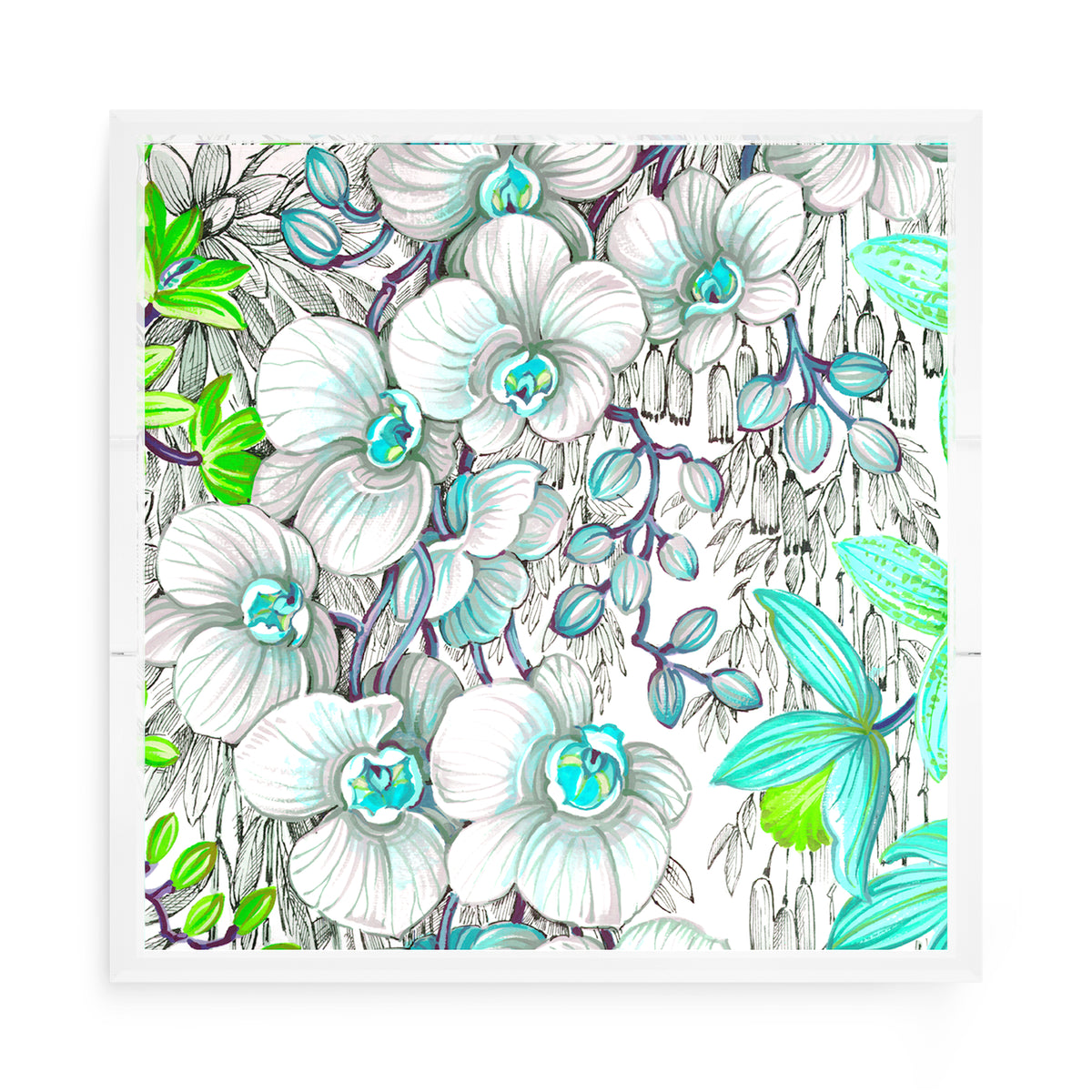 Orchid Phalaenopsis Robins Egg Acrylic Decorative Tray, 15 x 15 in. by Nicolette Mayer