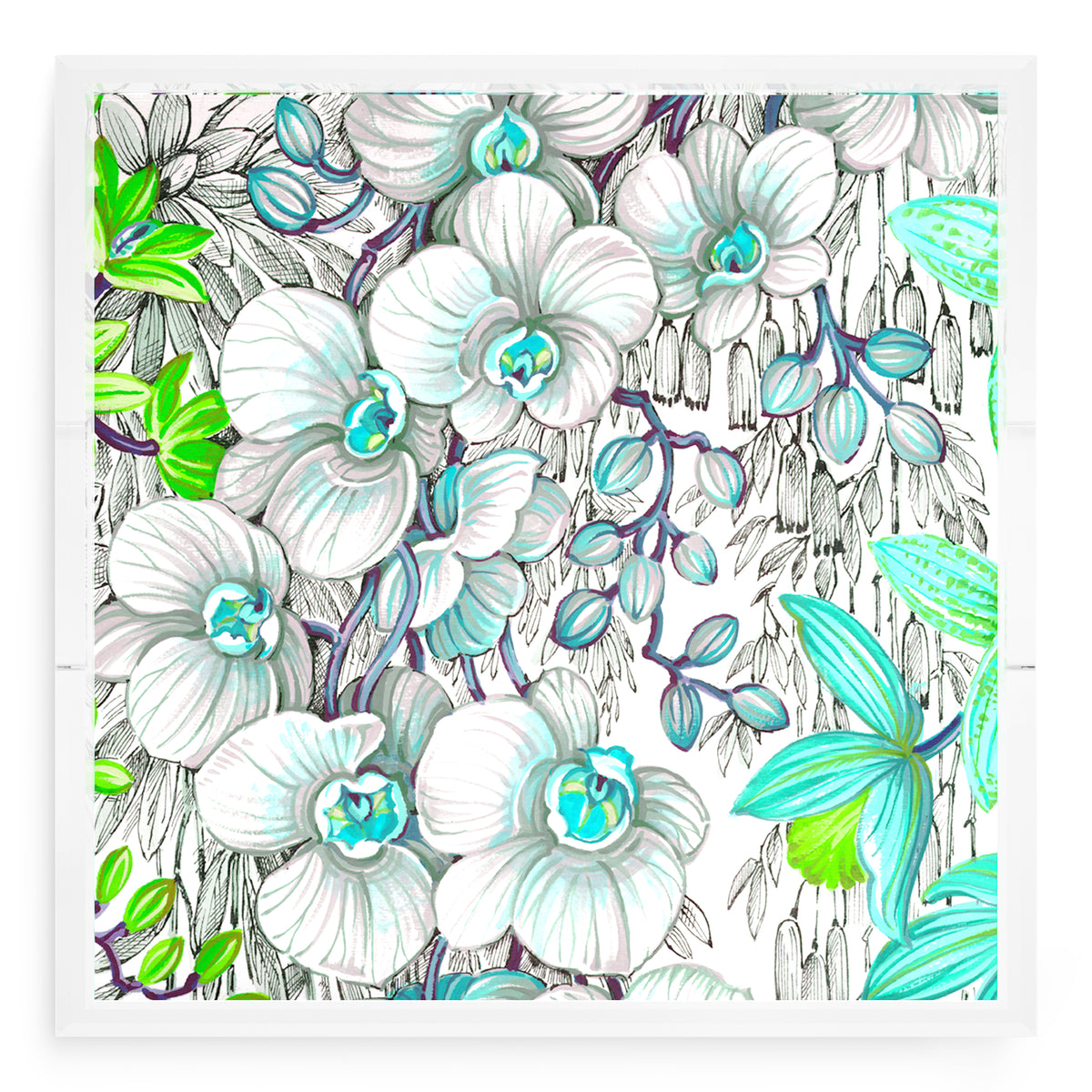 Orchid Phalaenopsis Robins Egg Acrylic Decorative Tray, 18 x 18 in. by Nicolette Mayer