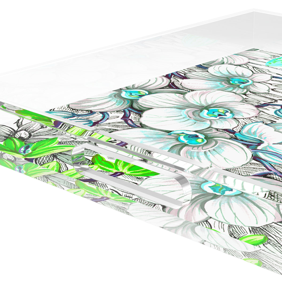 Orchid Phalaenopsis Robins Egg Acrylic Decorative Tray, 18 x 18 in. by Nicolette Mayer