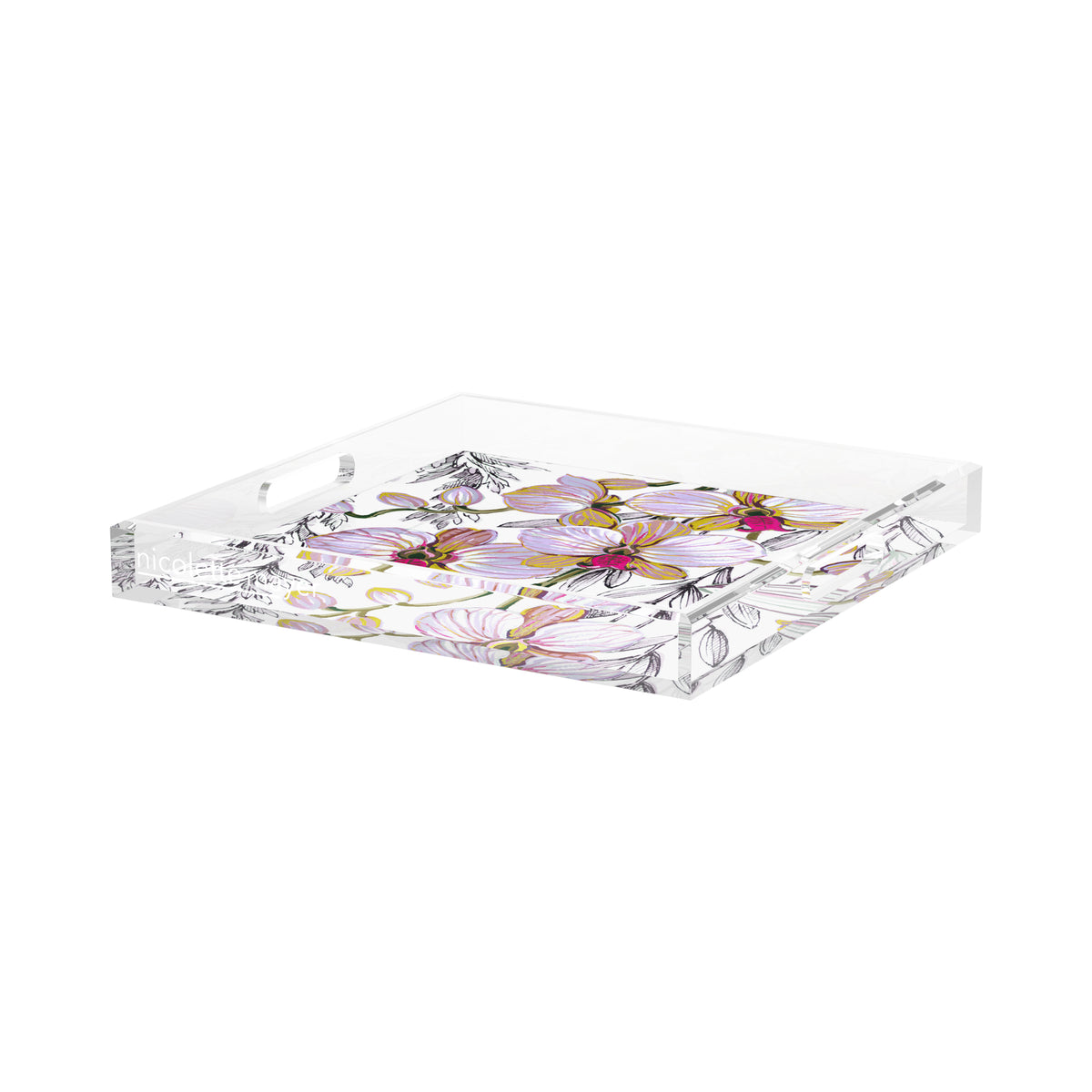 Orchid Vanda Alba Acrylic Decorative Tray, 15 x 15 in. by Nicolette Mayer