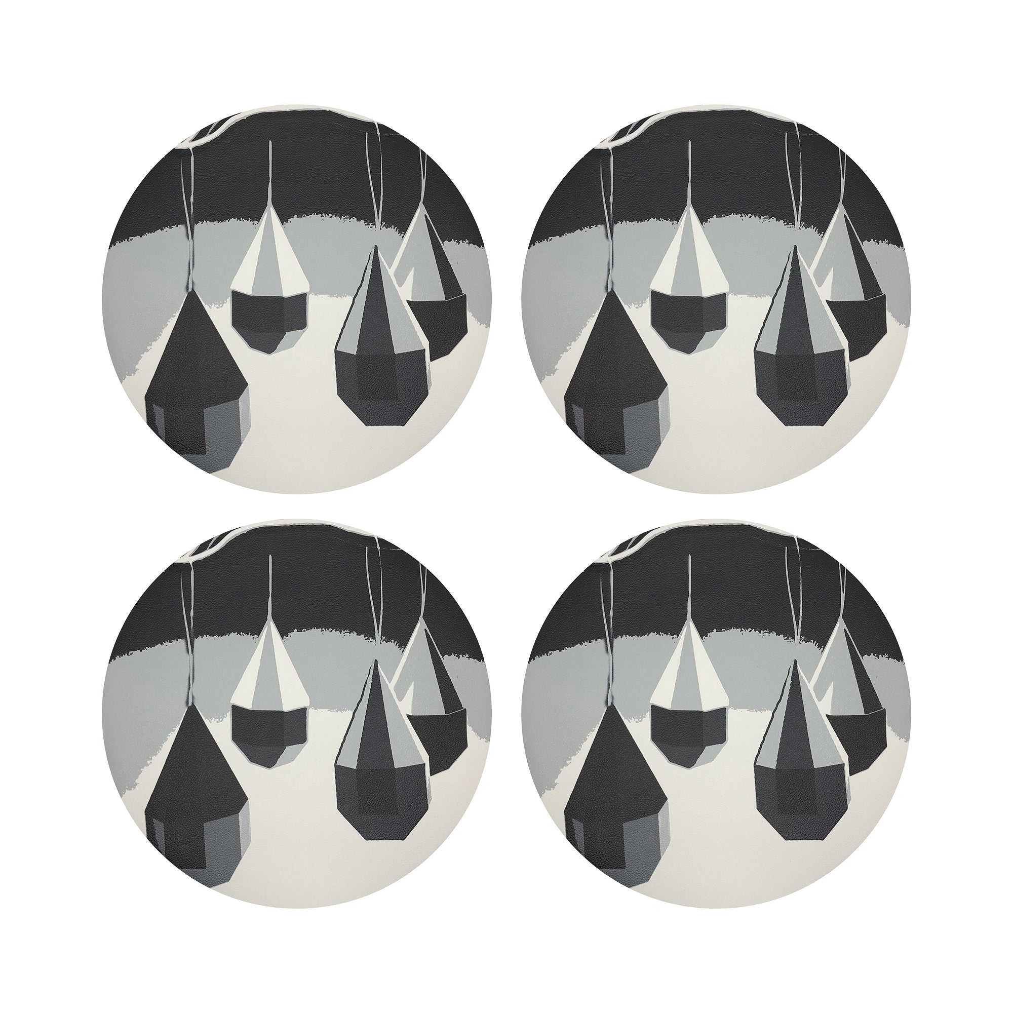 ORNAMENTS BLACK AND WHITE 16" Round Pebble Placemats, Set of 4 - nicolettemayer.com