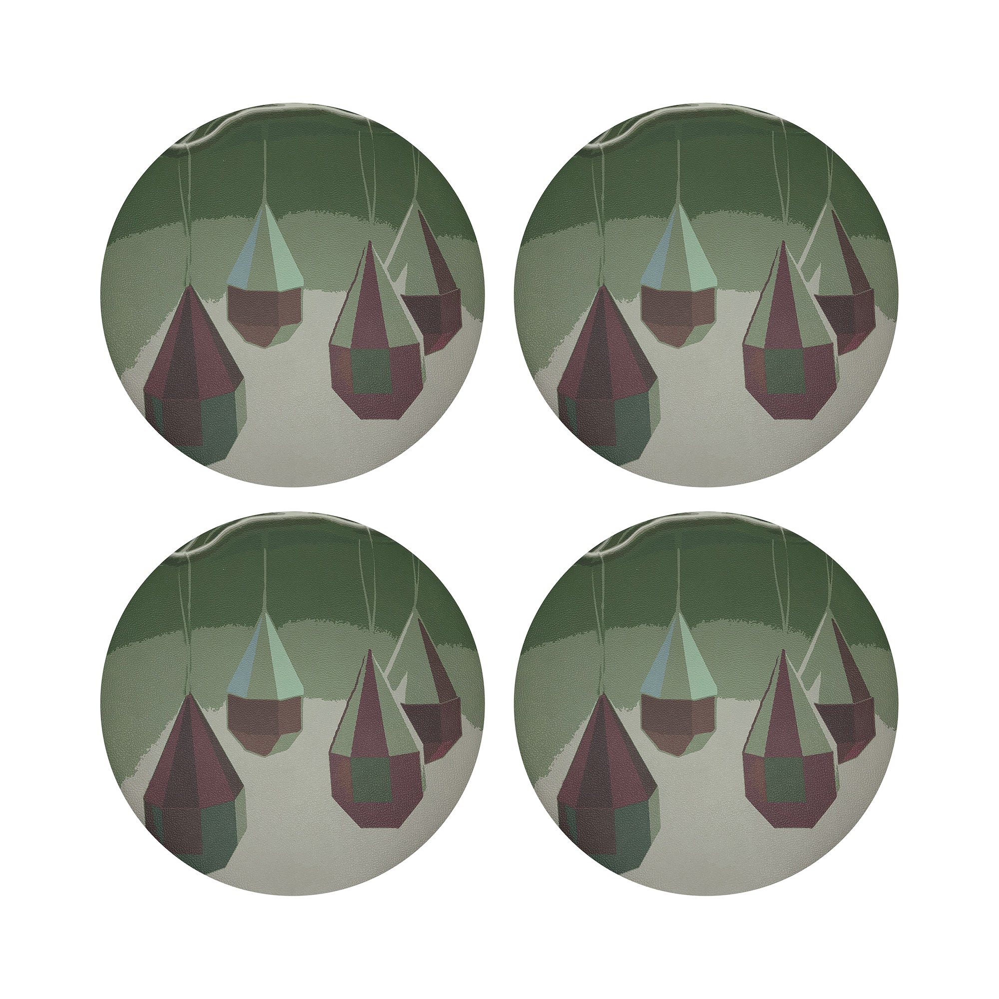 ORNAMENTS PLUM EMERALD 16" Round Pebble Placemats, Set of 4 - nicolettemayer.com