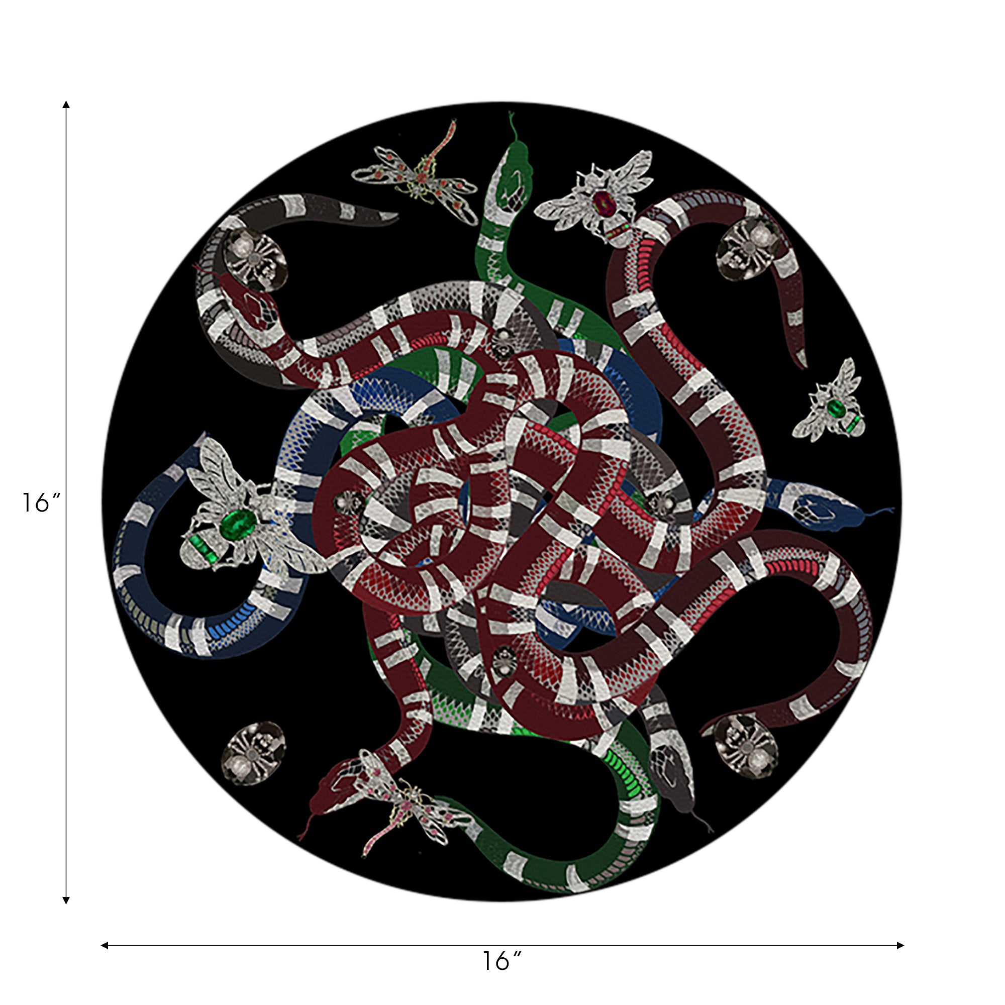 Ouroboros Black Vegan Leather Round Pebble Placemat - nicolettemayer.com