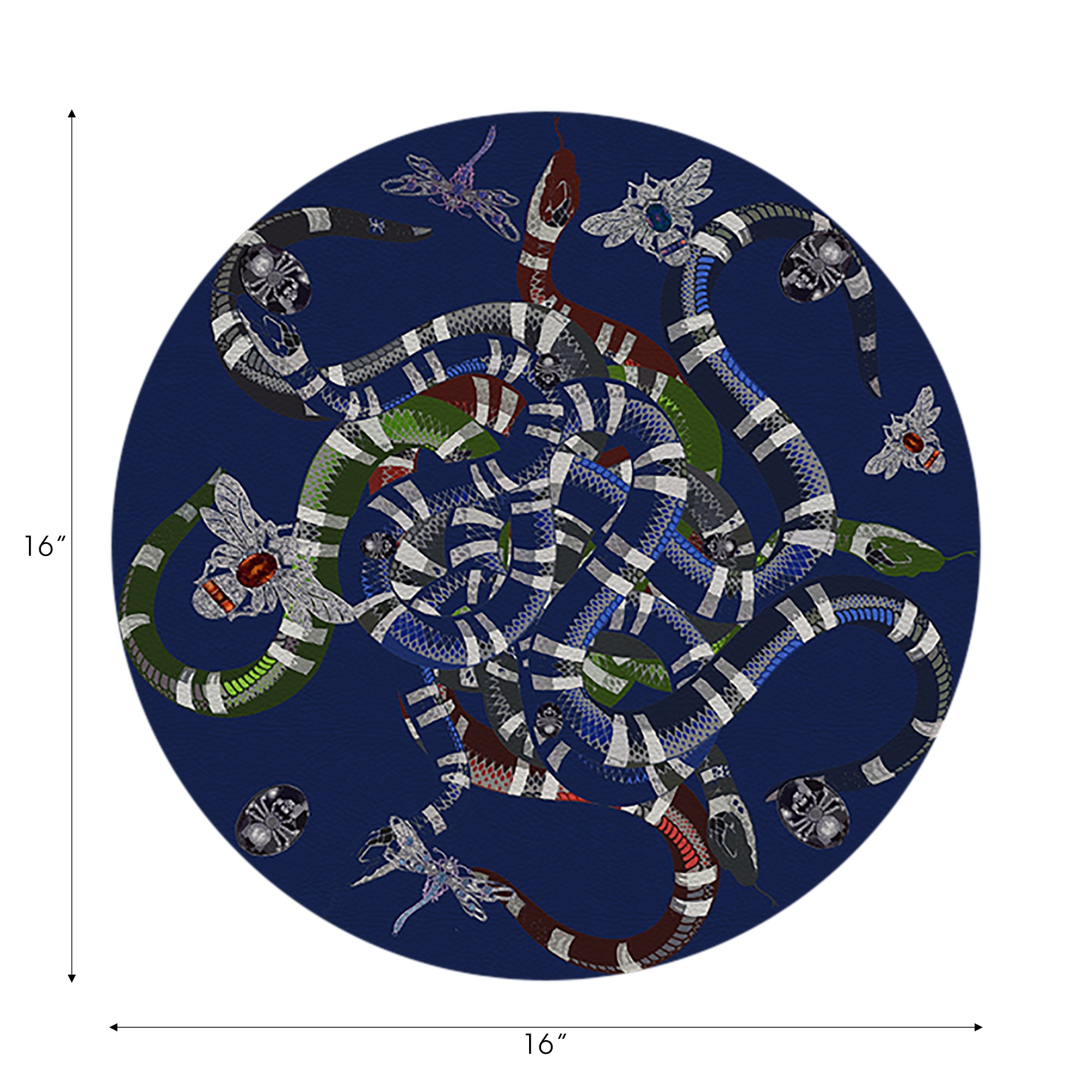 Ouroboros Blue 16" Round Pebble Placemats, Set of 4 - nicolettemayer.com