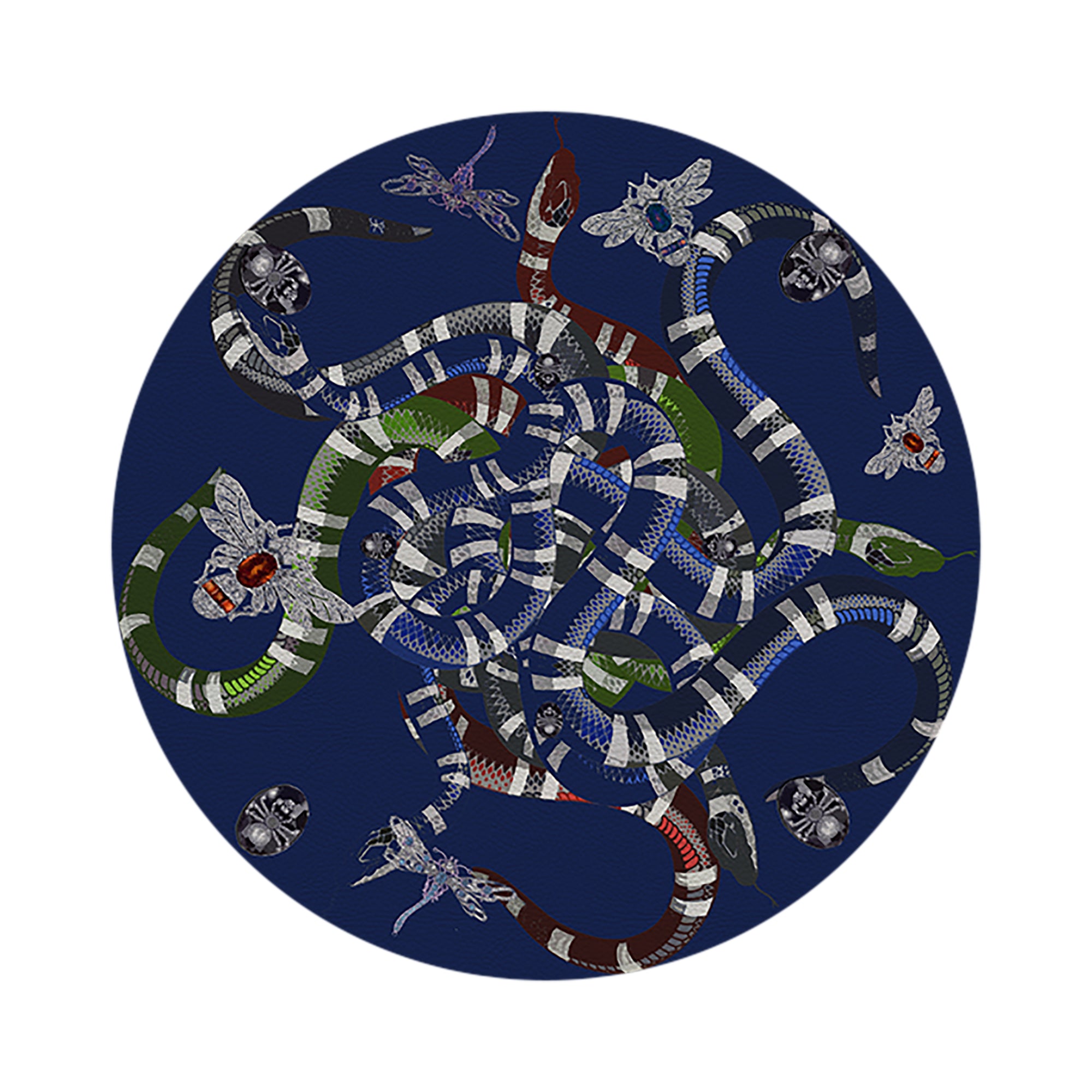 Ouroboros Blue 16" Round Pebble Placemats, Set of 4 - nicolettemayer.com