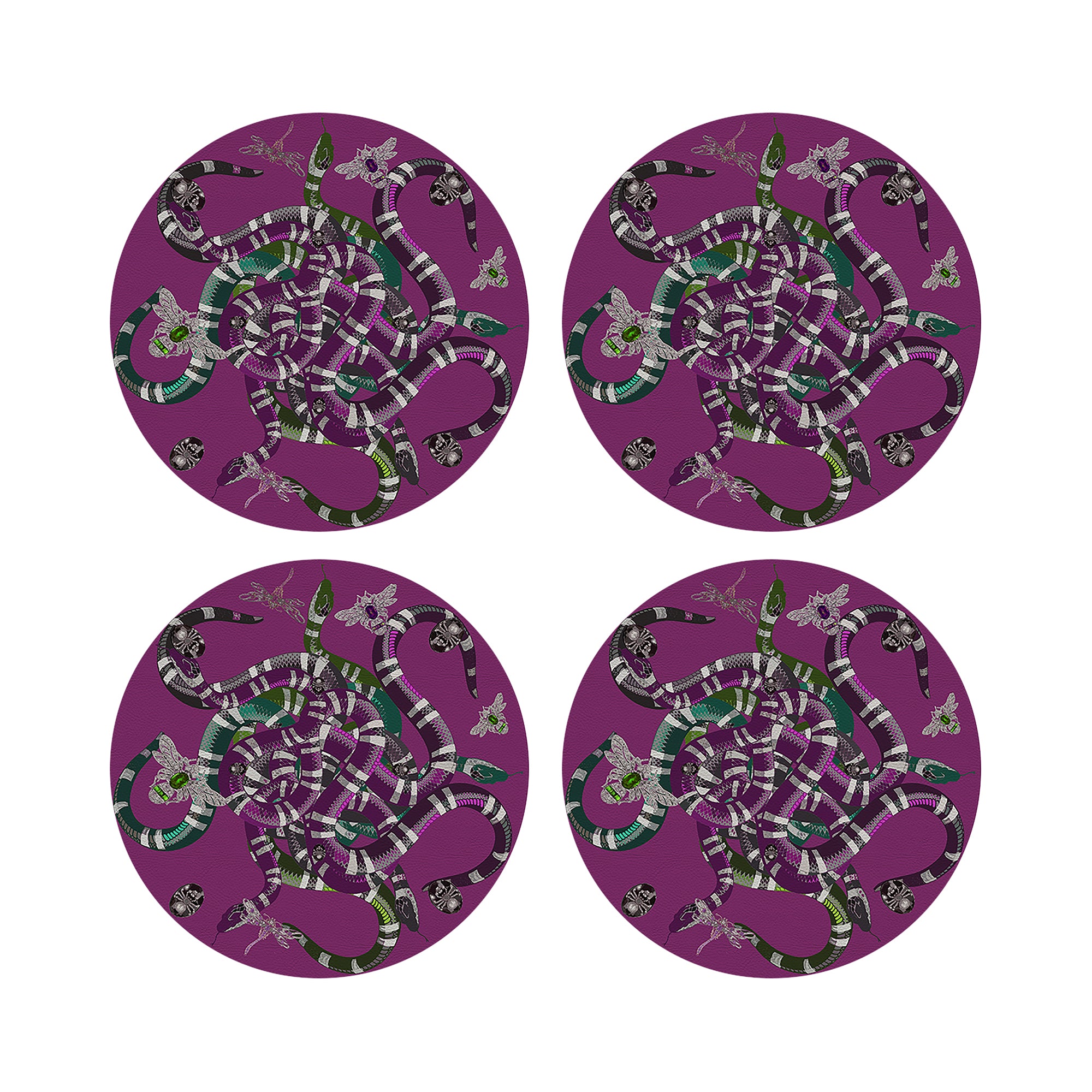 Ouroboros Purple Vegan Leather Round Pebble Placemat - nicolettemayer.com