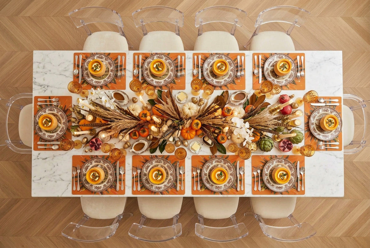 Tischsets aus Papier mit Fasanenfedern, ein Set mit 24 Stück
