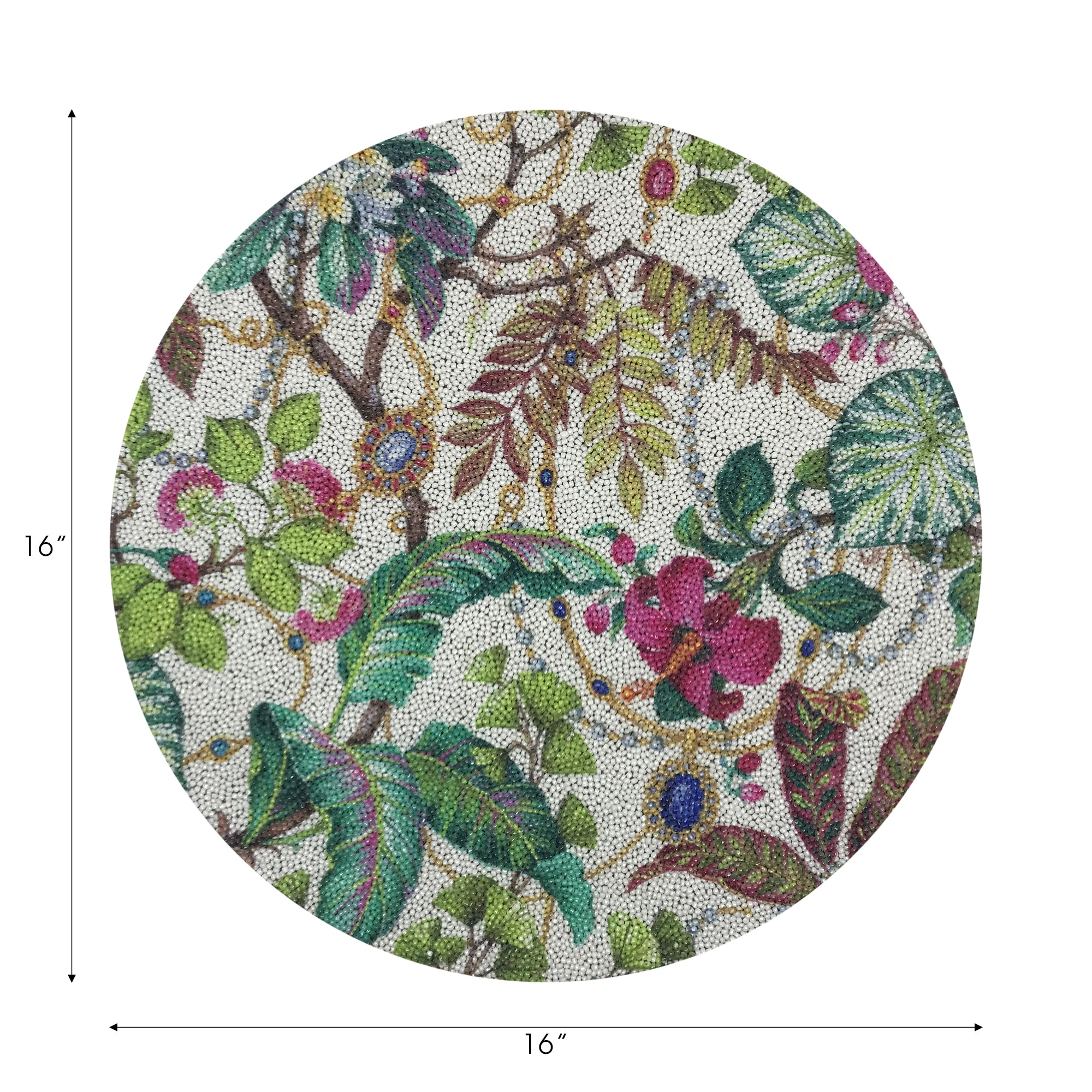 Plumeria Natural Round Beaded Placemat Smooth
