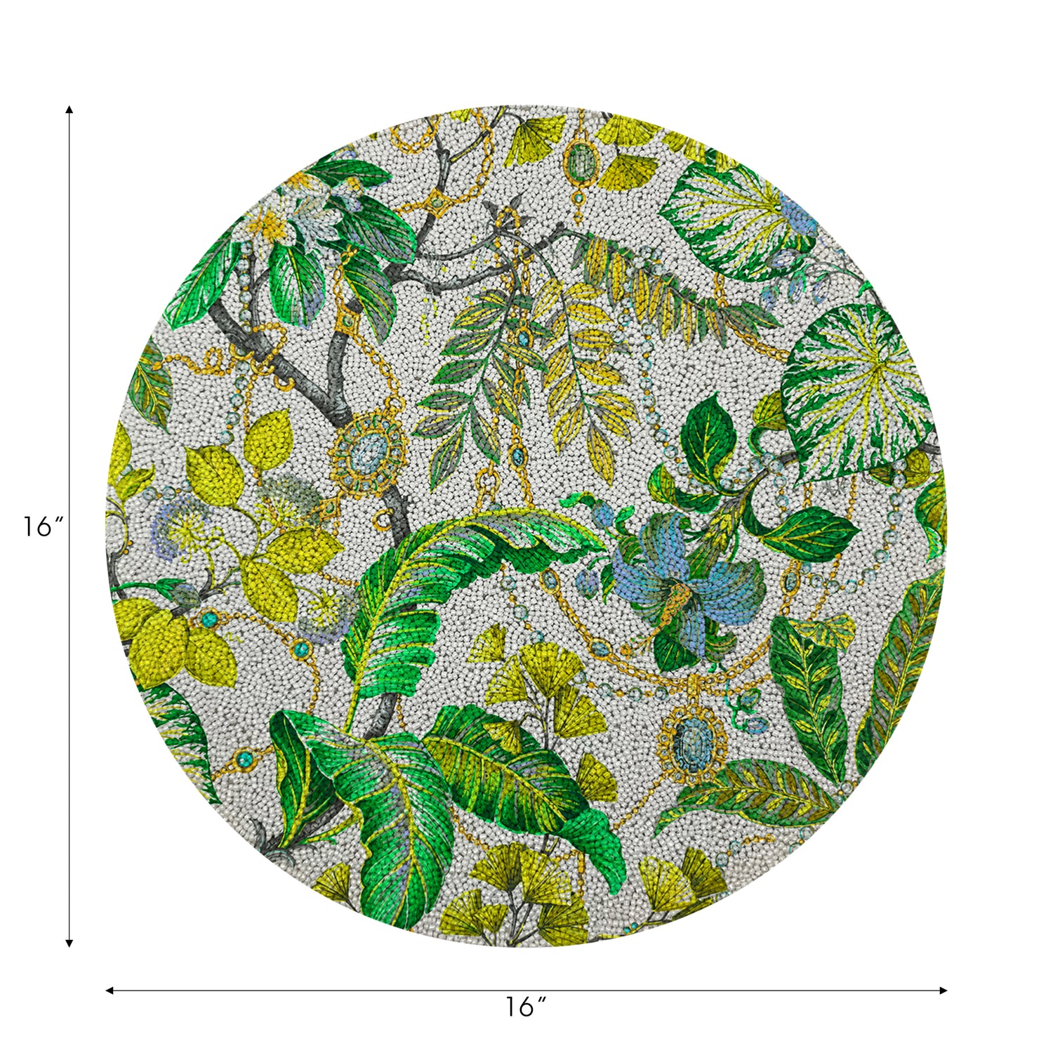 Plumeria Lemon Round Smooth Beaded Placemats