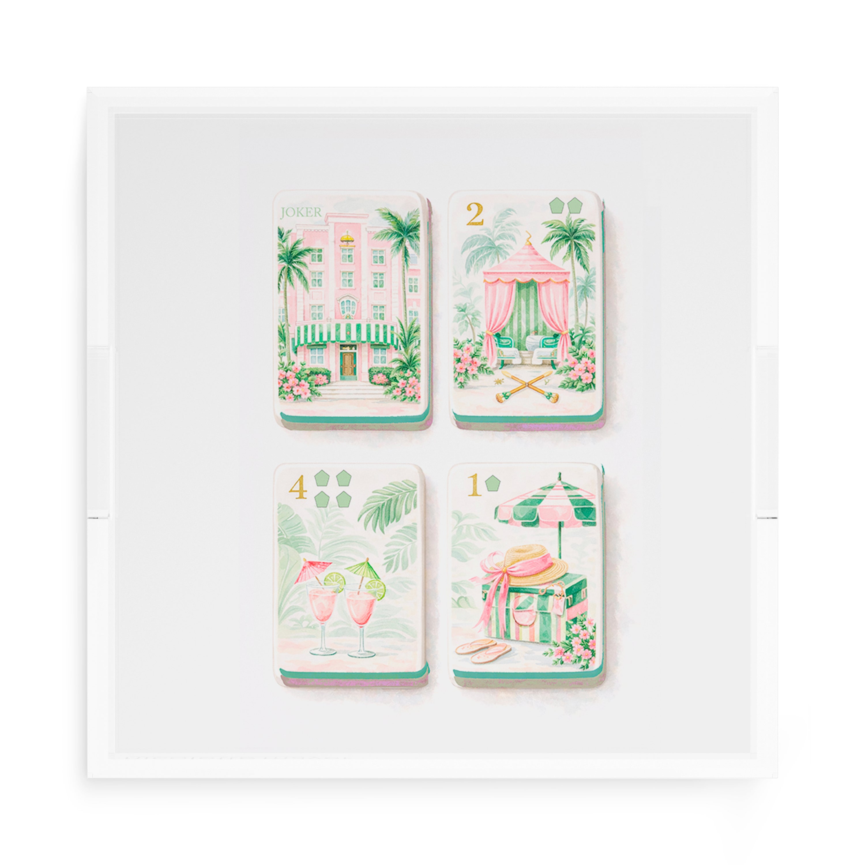 Palm Beach Theme Mahj 15X15 Acrylic Tray - nicolettemayer.com