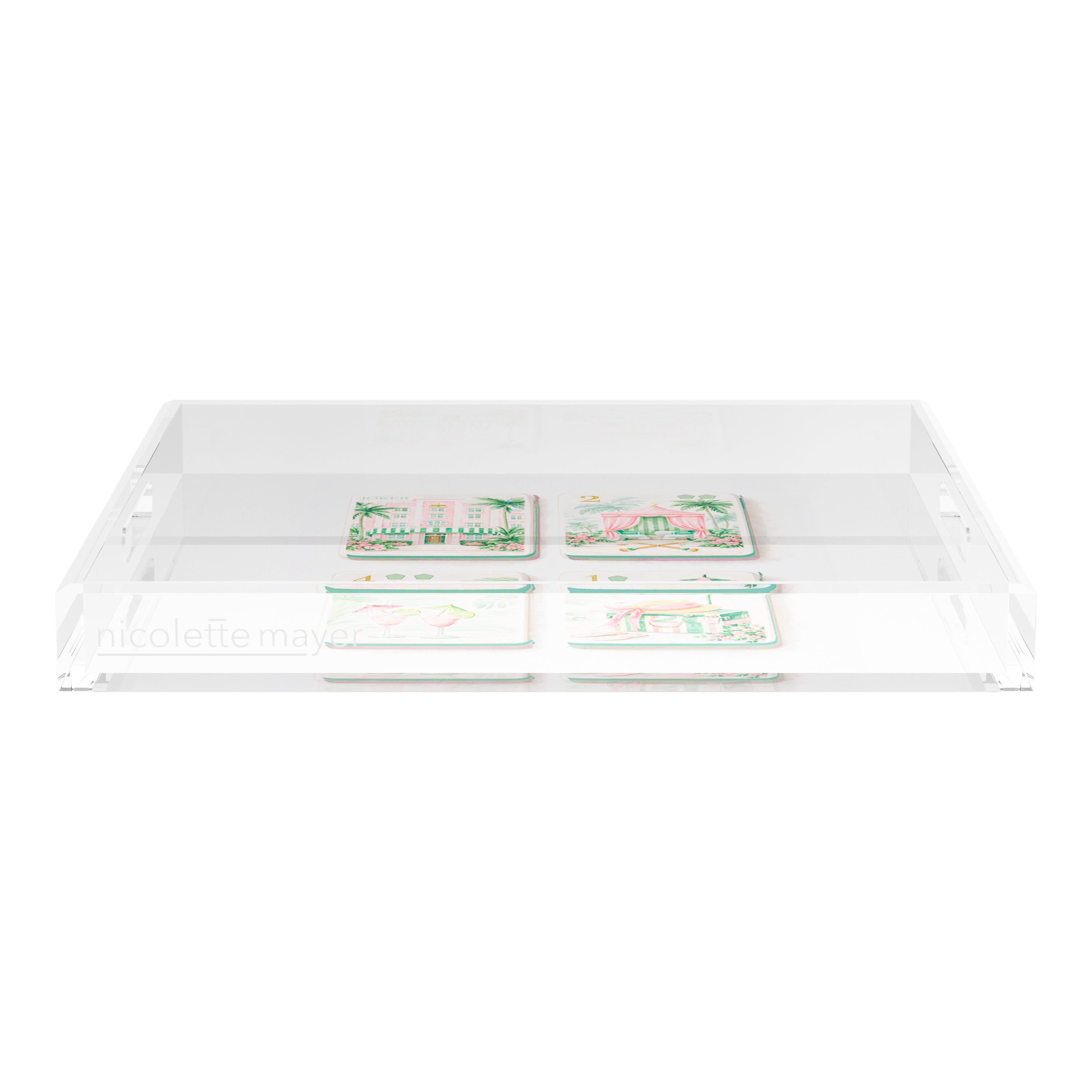 Palm Beach Theme Mahj 18X18 Acrylic Tray - nicolettemayer.com