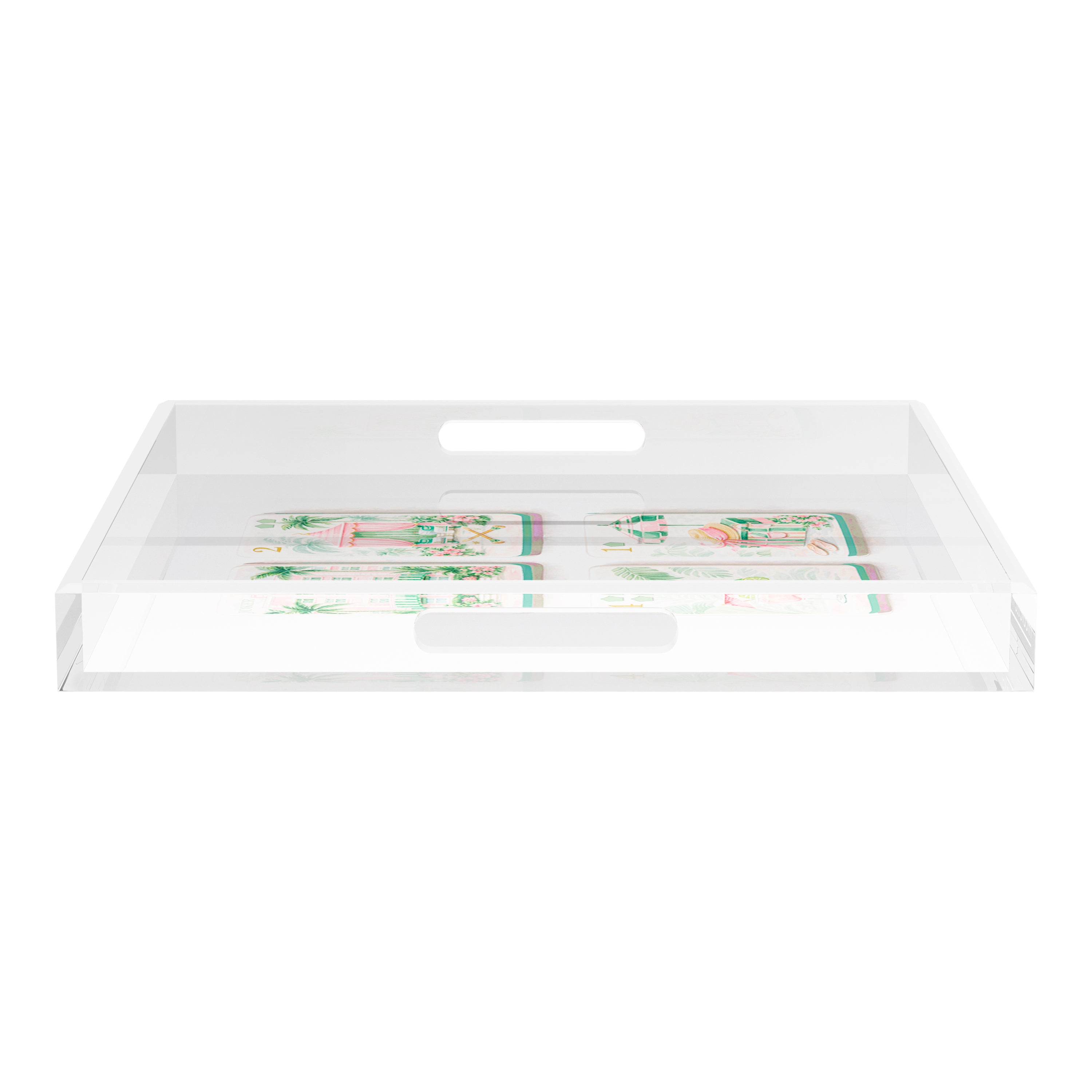 Palm Beach Theme Mahj 18X18 Acrylic Tray - nicolettemayer.com