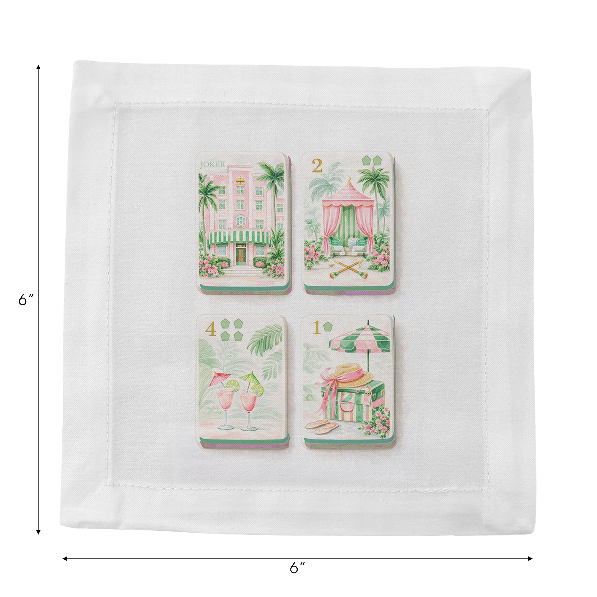Palm Beach Theme Mahj Cotton Sateen Cocktail Napkins - nicolettemayer.com