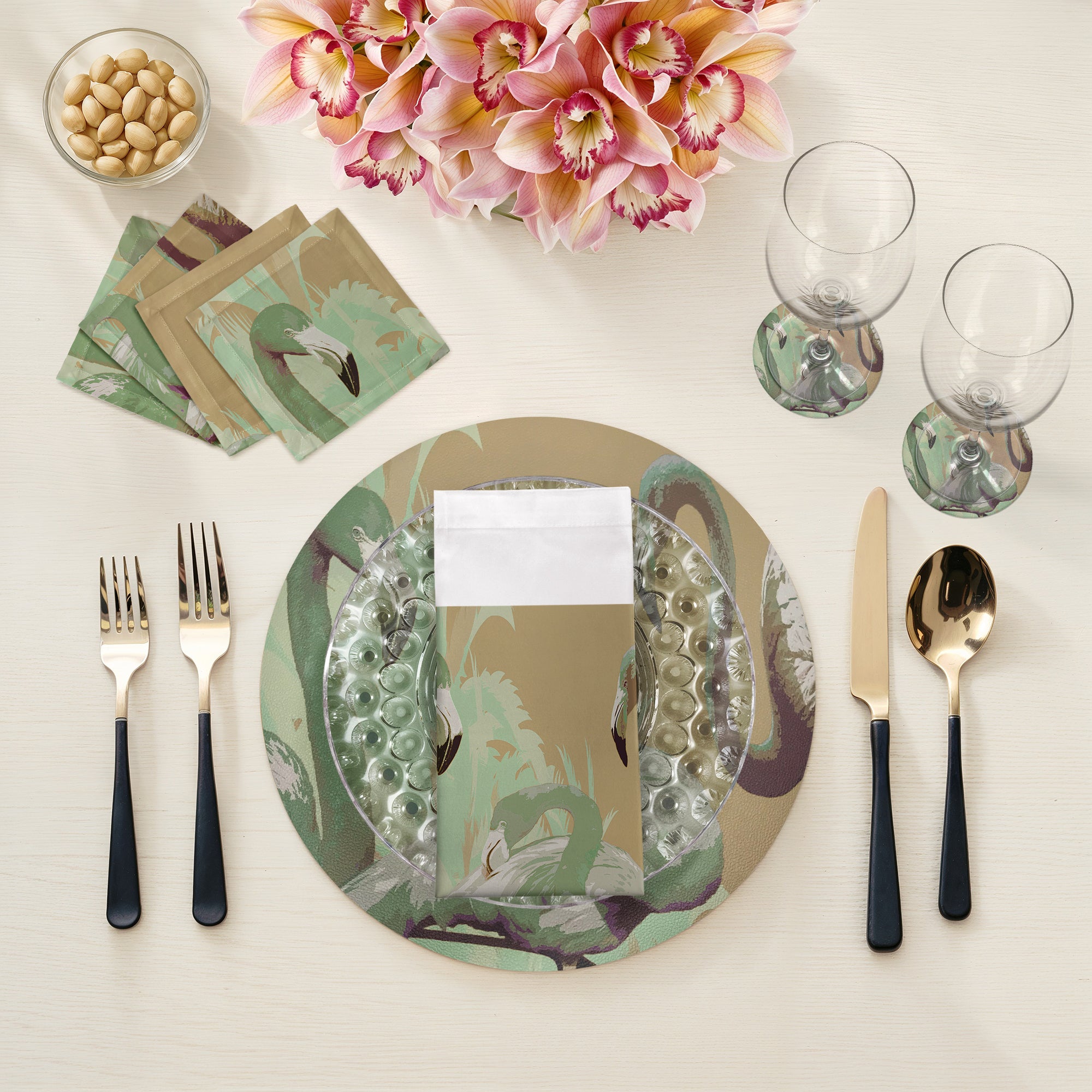 Palm Springs Belize Vegan Leather Round Pebble Placemat - nicolettemayer.com