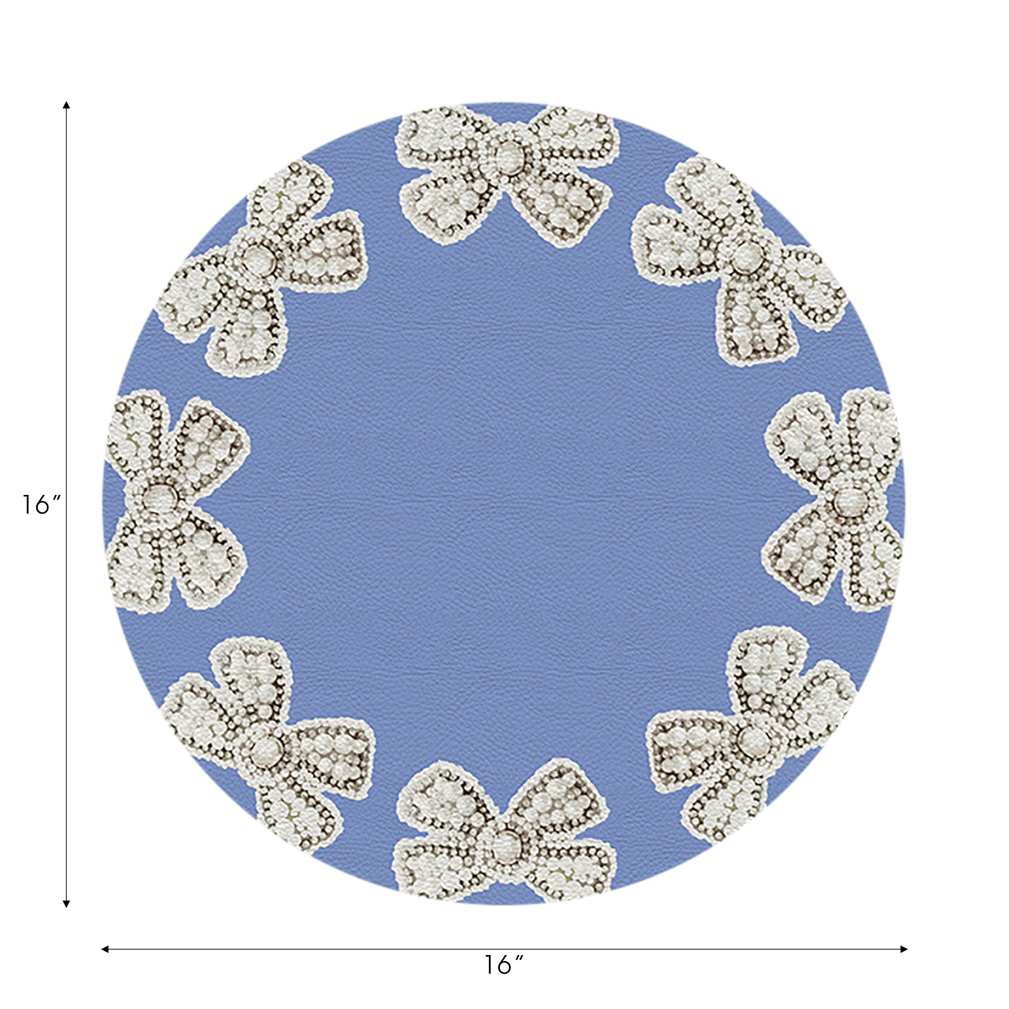 Pearl Bow Blue 16" Round Pebble Placemats, Set of 4 - nicolettemayer.com