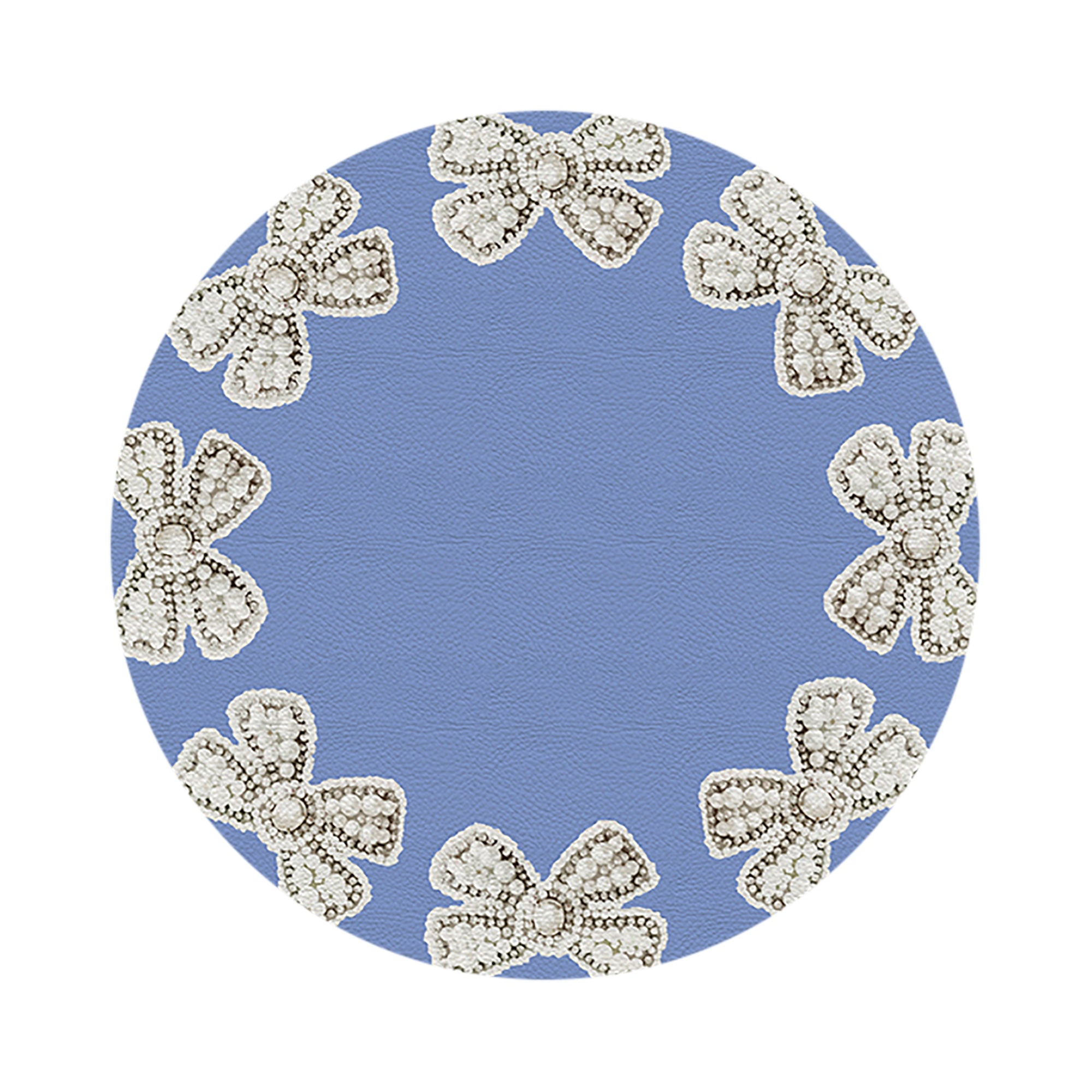 Pearl Bow Blue 16" Round Pebble Placemats, Set of 4 - nicolettemayer.com