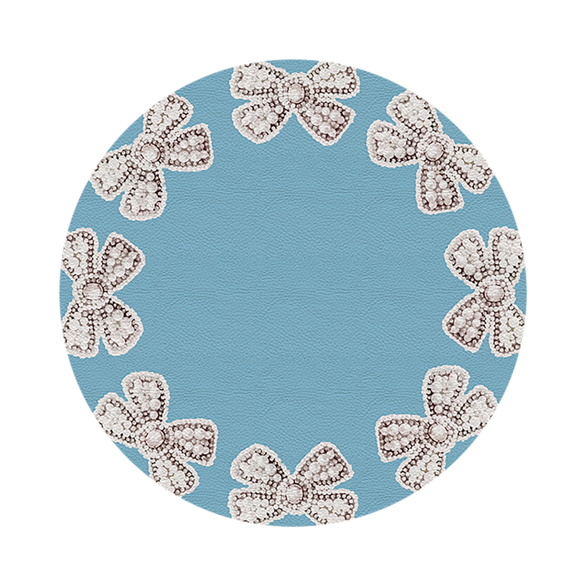 Pearl Bow Bluebell 16" Round Pebble Placemats, Set of 4 - nicolettemayer.com