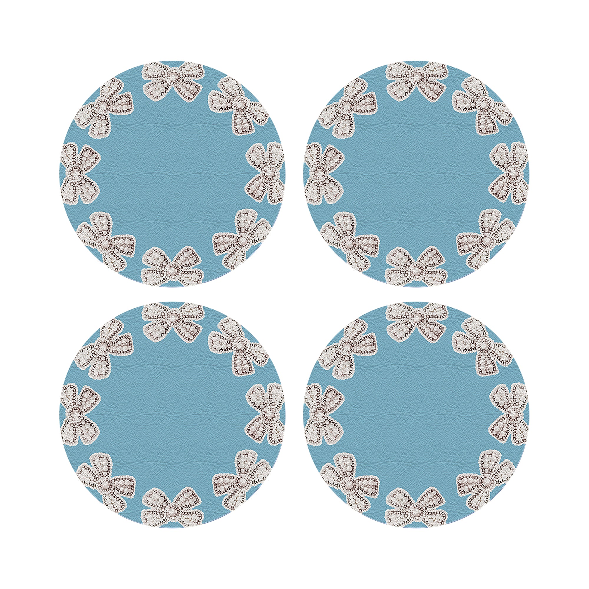 Pearl Bow Bluebell 40,6 cm rundes Kieselstein-Tischset, 4er-Set