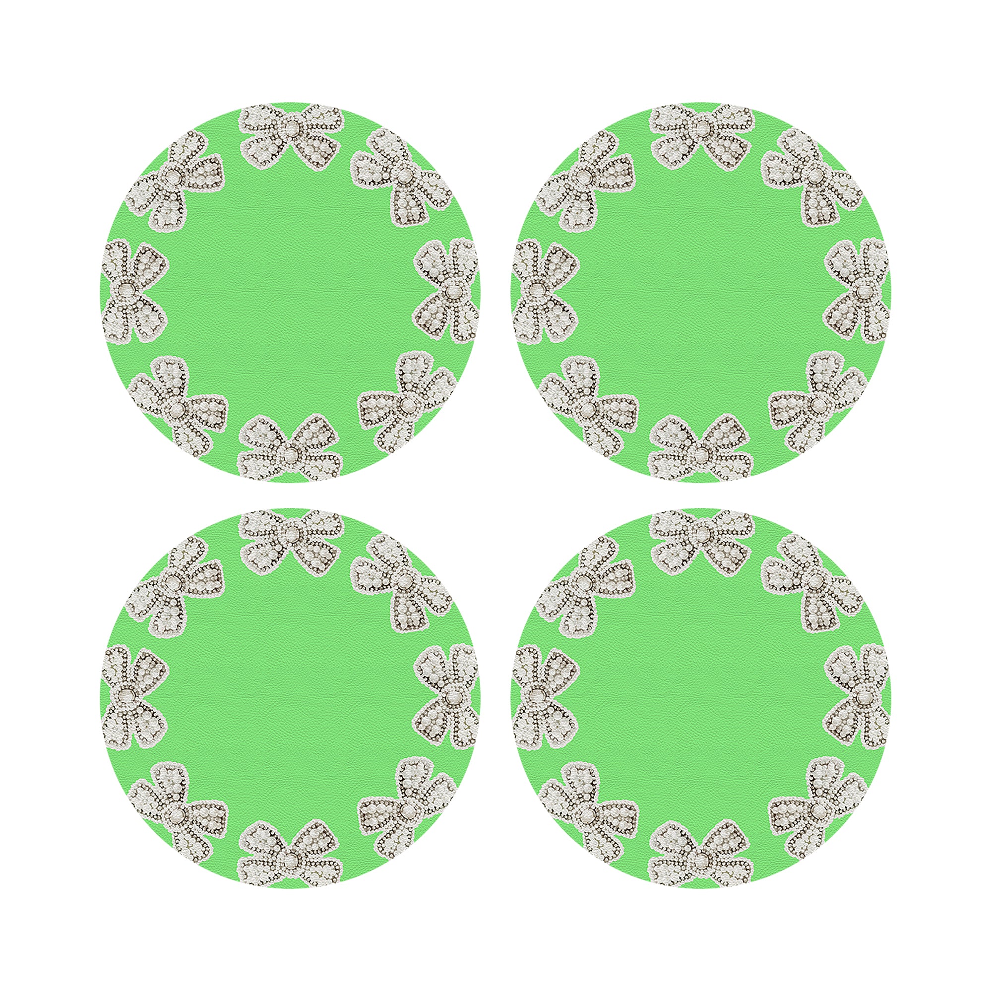 Pearl Bow Colony 16" Round Pebble Placemats, Set of 4 - nicolettemayer.com