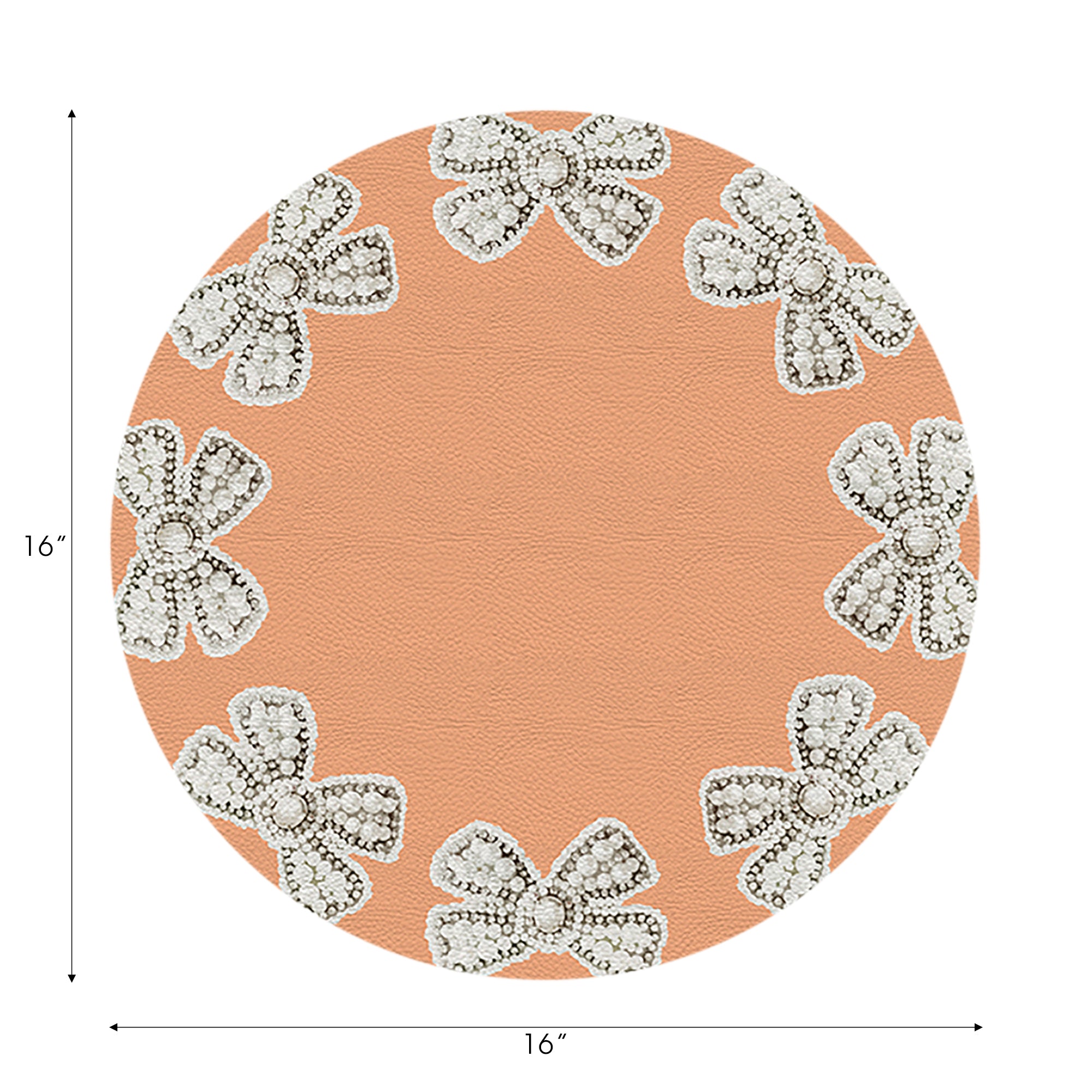 Pearl Bow Peach 16" Round Pebble Placemats, Set of 4 - nicolettemayer.com