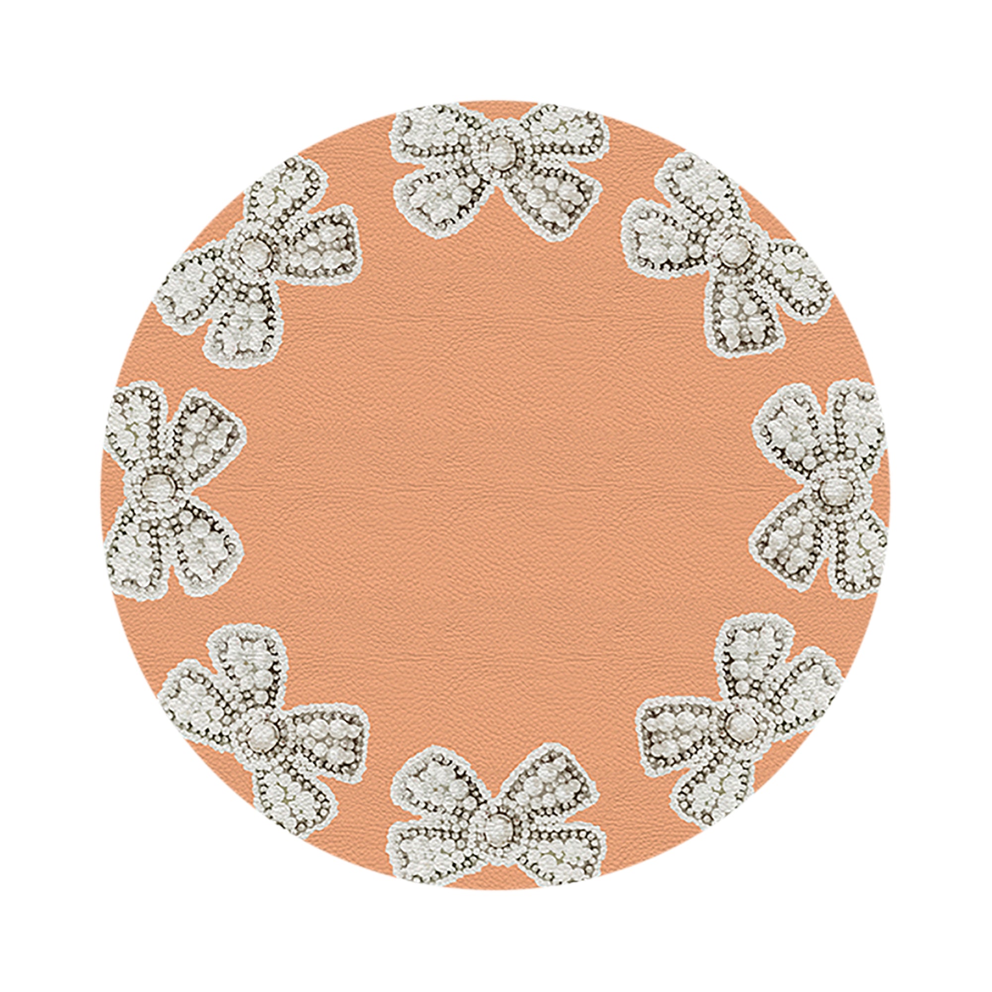 Pearl Bow Peach 16" Round Pebble Placemats, Set of 4 - nicolettemayer.com