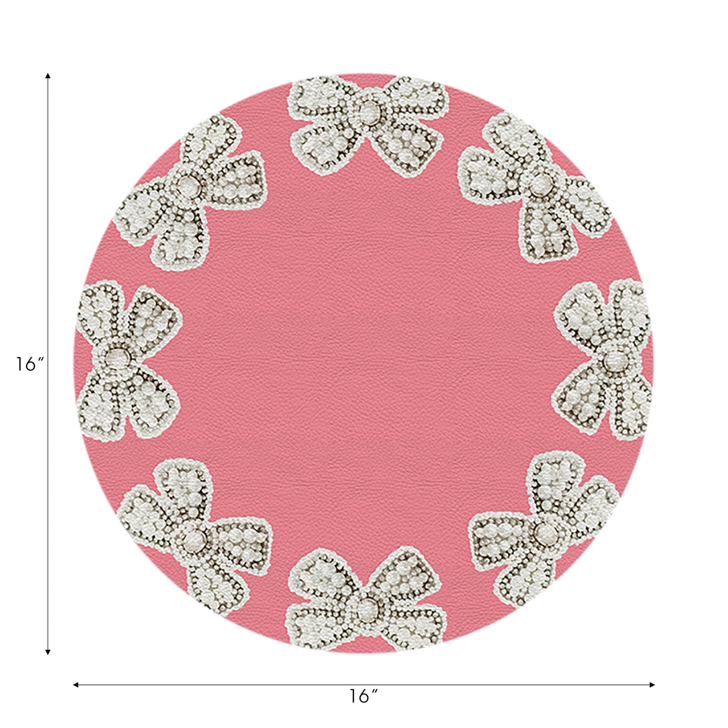 Pearl Bow Pink 16" Round Pebble Placemats, Set of 4 - nicolettemayer.com