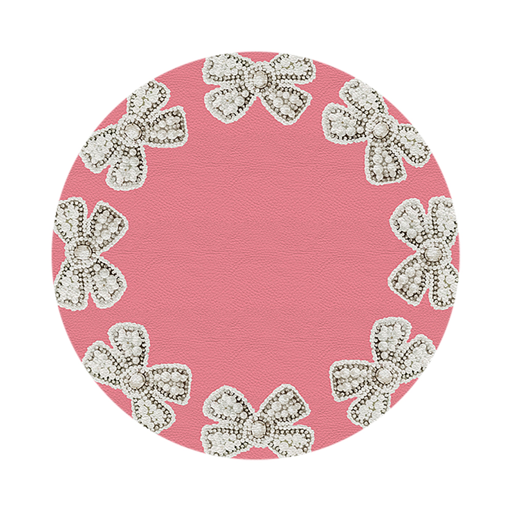 Pearl Bow Pink 16" Round Pebble Placemats, Set of 4 - nicolettemayer.com
