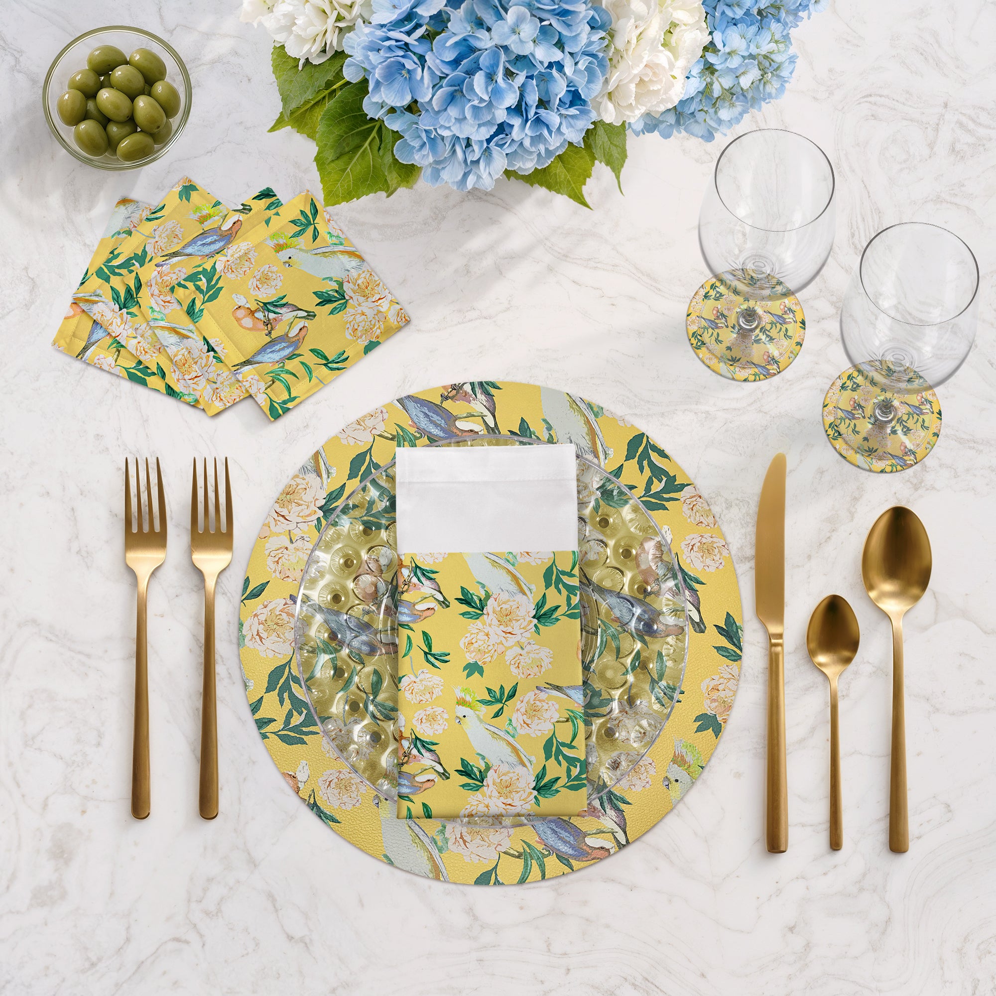 Peony Inspira Goldenrod Vegan Leather Round Pebble Placemat - nicolettemayer.com